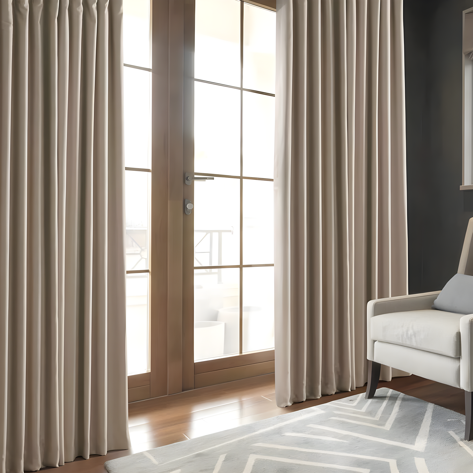 Signature Safari Tan Faux Linen Blackout Curtain (1 Panel), Safari Tan, 50W X 96L