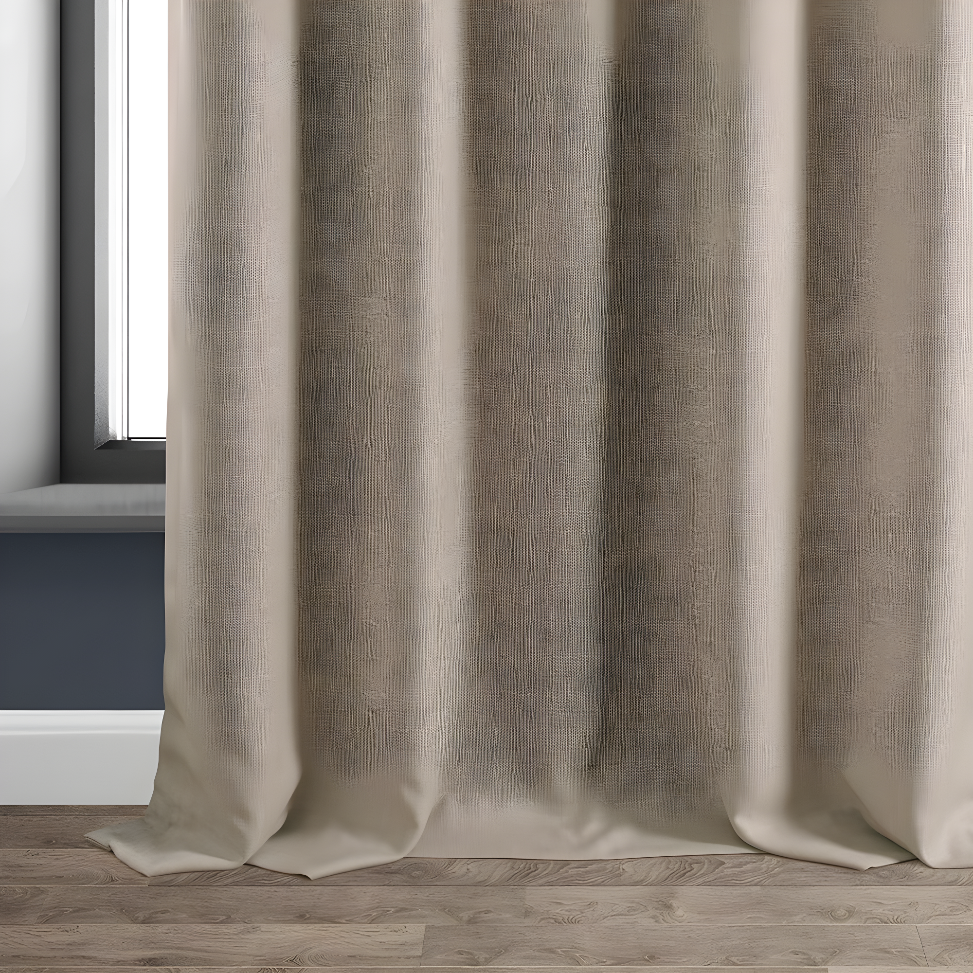Signature Safari Tan Faux Linen Blackout Curtain (1 Panel), Safari Tan, 50W X 96L