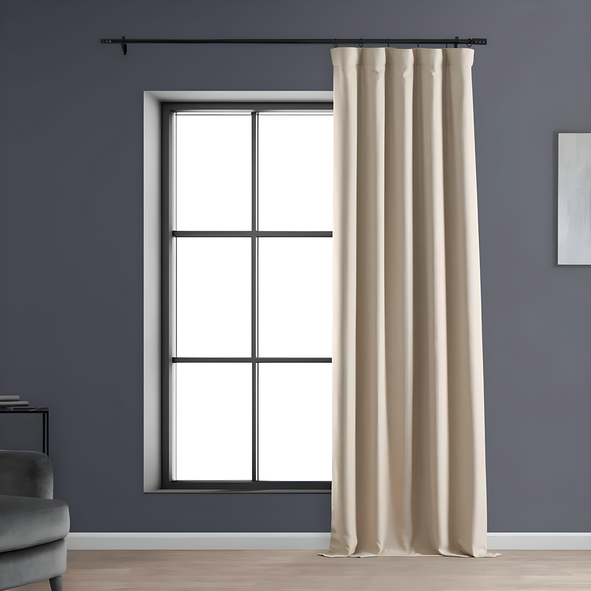 Signature Safari Tan Faux Linen Blackout Curtain (1 Panel), Safari Tan, 50W X 96L