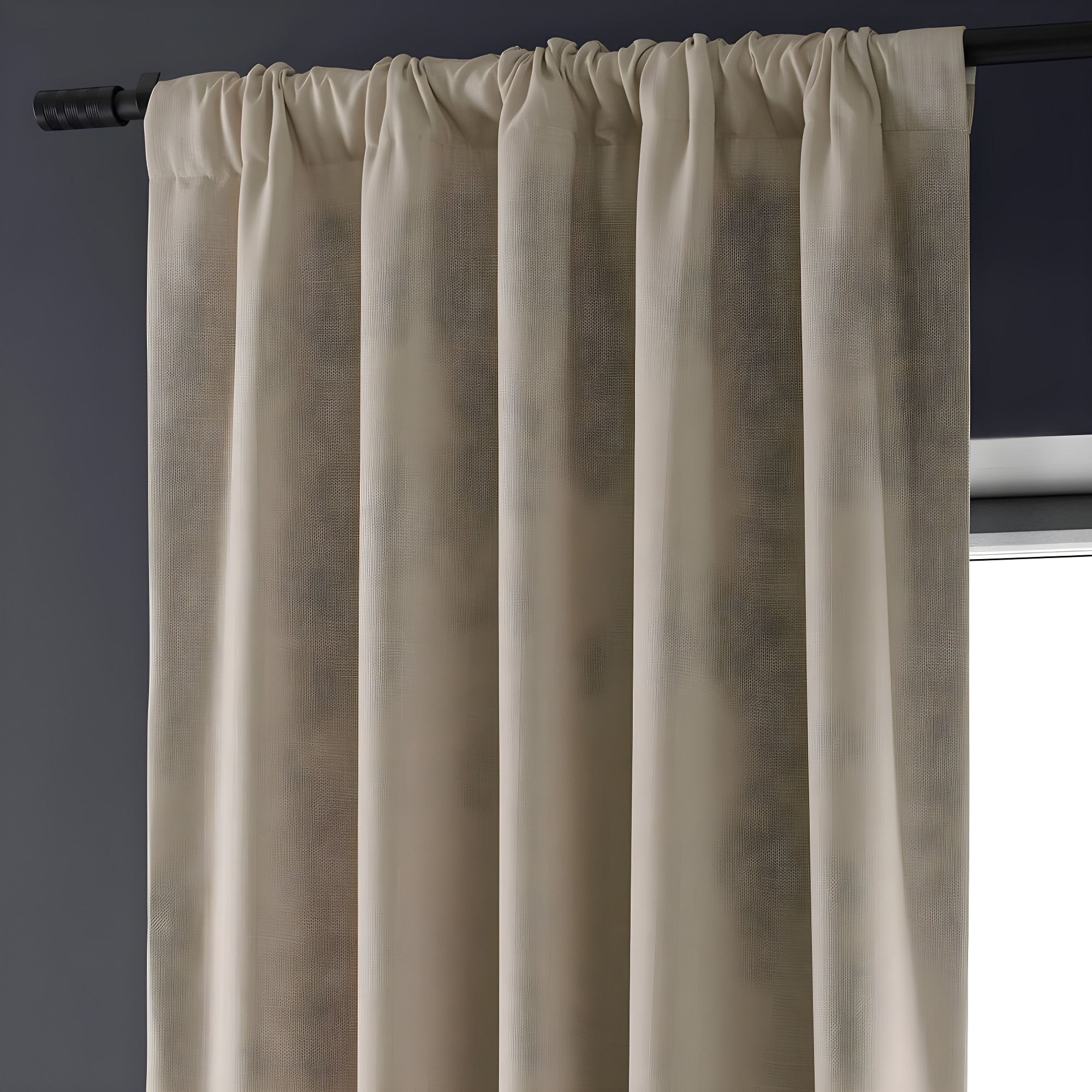 Signature Safari Tan Faux Linen Blackout Curtain (1 Panel), Safari Tan, 50W X 96L