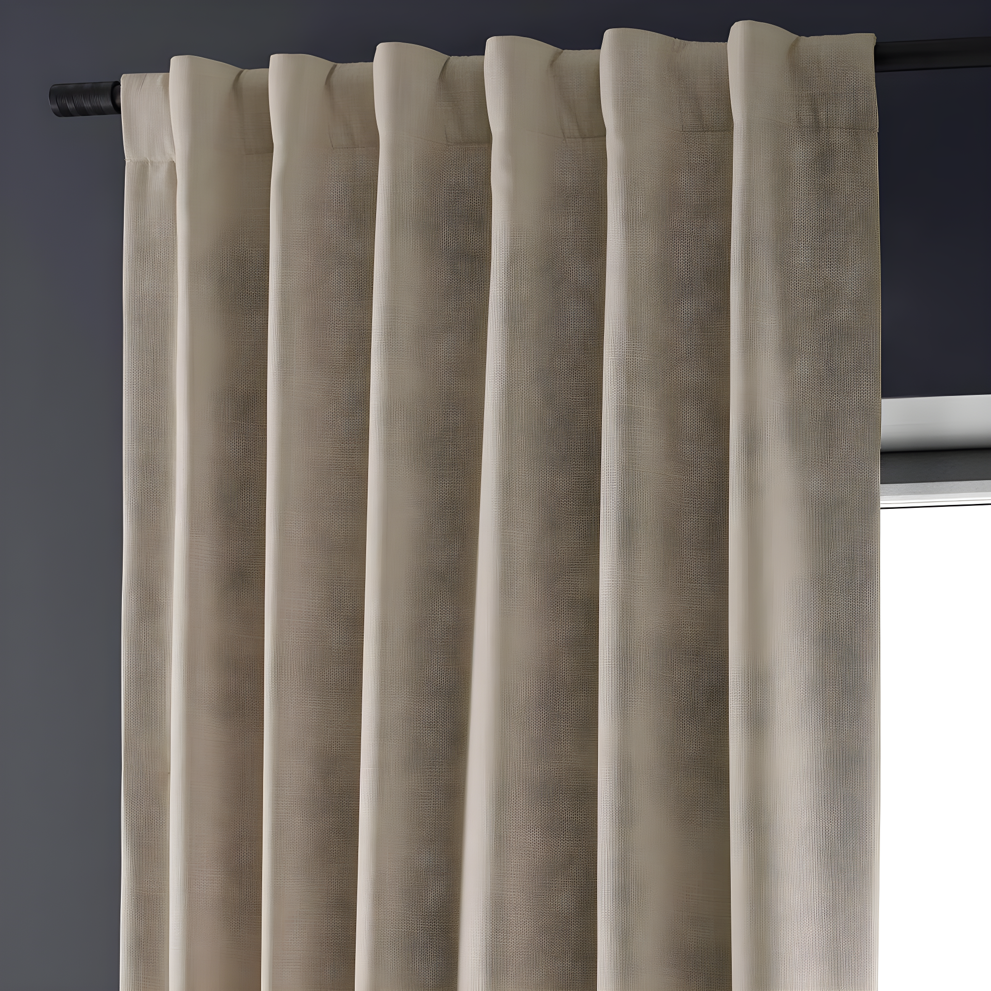 Signature Safari Tan Faux Linen Blackout Curtain (1 Panel), Safari Tan, 50W X 96L