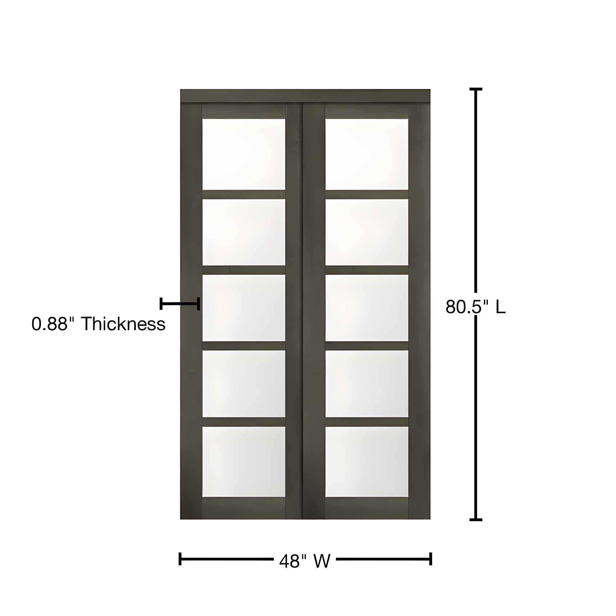 Baldarassario 80'' Solid + Manufactured Wood Glass Low-Gloss Sliding Closet Doors