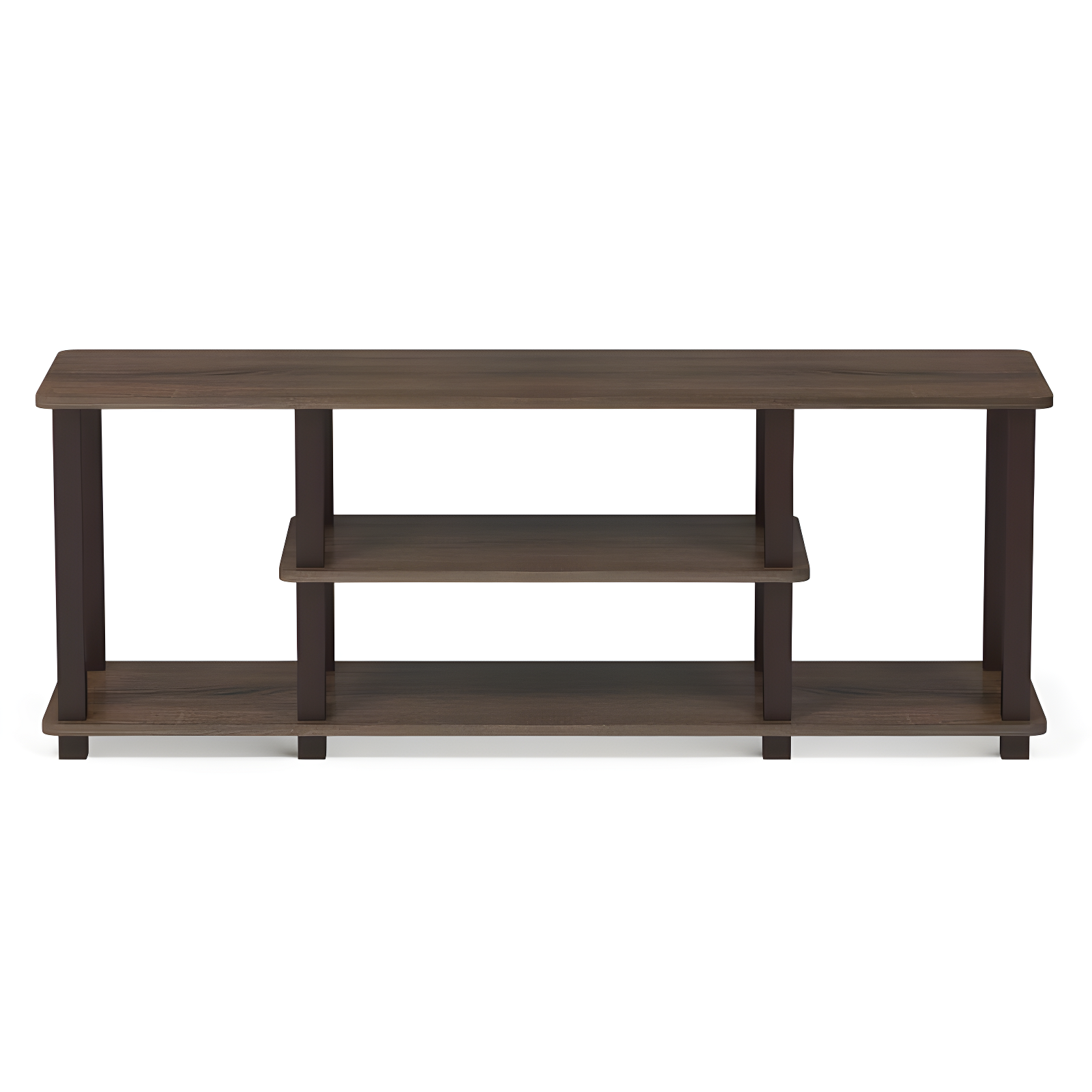 Furinno Turn-S-Tube No Tools 3D 3-Tier Entertainment TV Stands with Square Tube, Walnut/Brown, 18027WN/BR