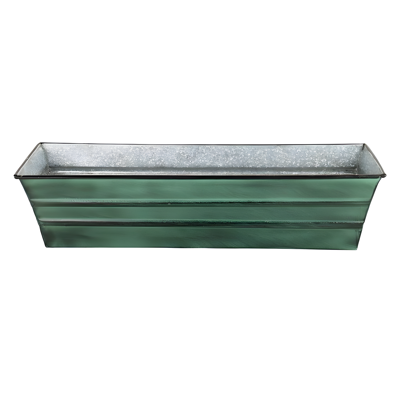 Small Galvanized Metal Rectangular Planter Box Green Patina - ACHLA Designs: Steel Decorative Container, Wall-Mountable, Easy to Clean