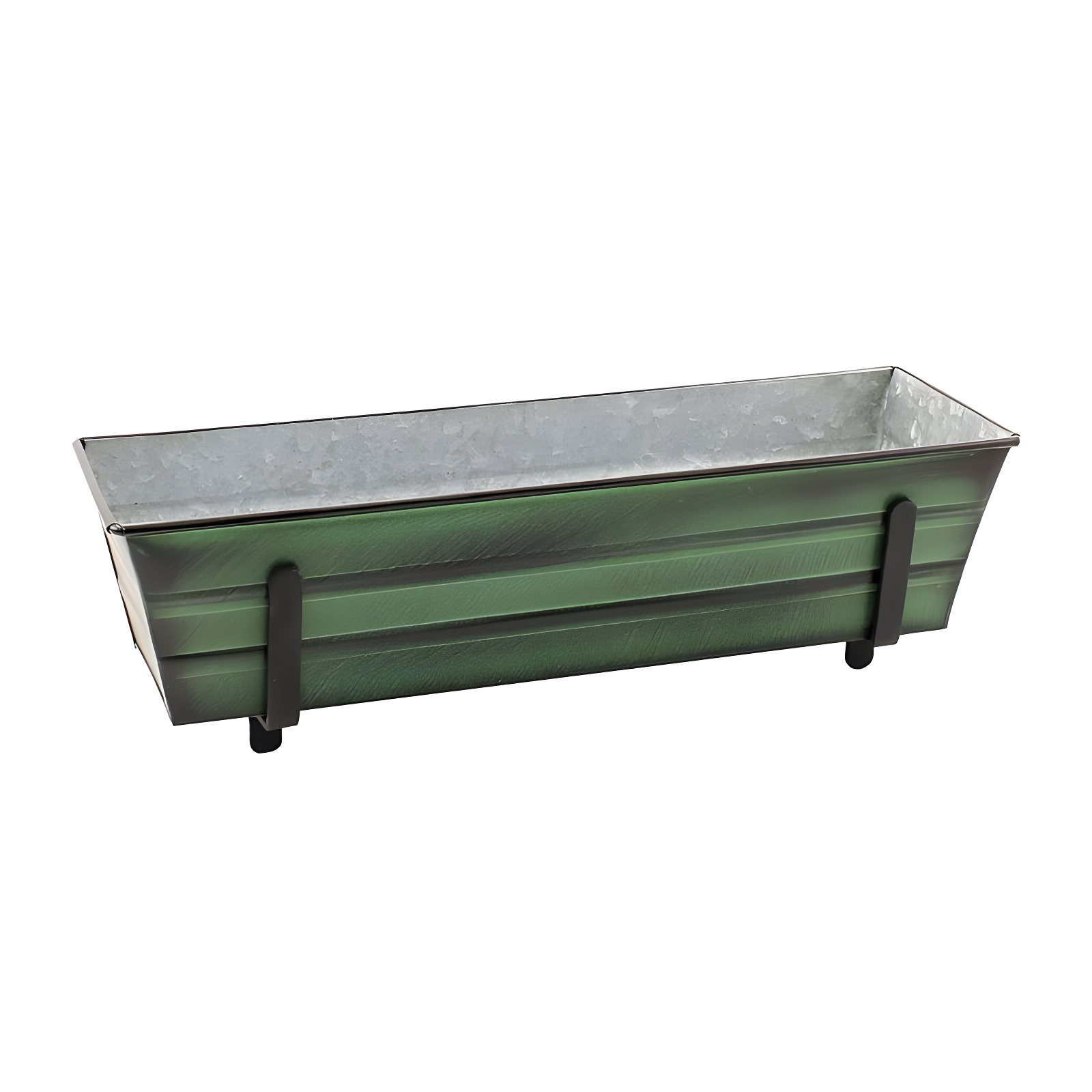 Small Galvanized Metal Rectangular Planter Box Green Patina - ACHLA Designs: Steel Decorative Container, Wall-Mountable, Easy to Clean