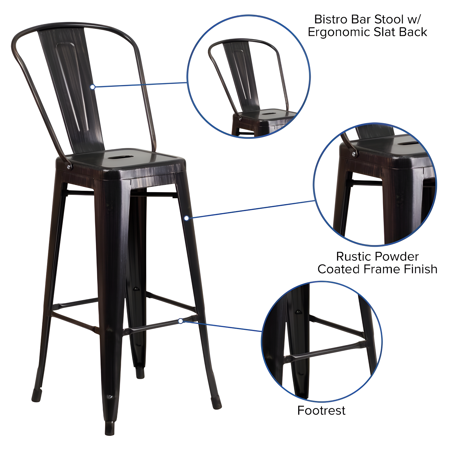 Flash Furniture Metal Outdoor Stool