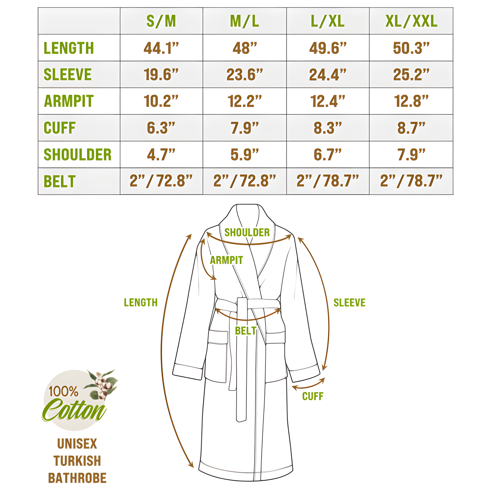 Eider & Ivory™ 100% Cotton Turkish Bathrobes, Soft Absorbent Lightweight Women Robes
