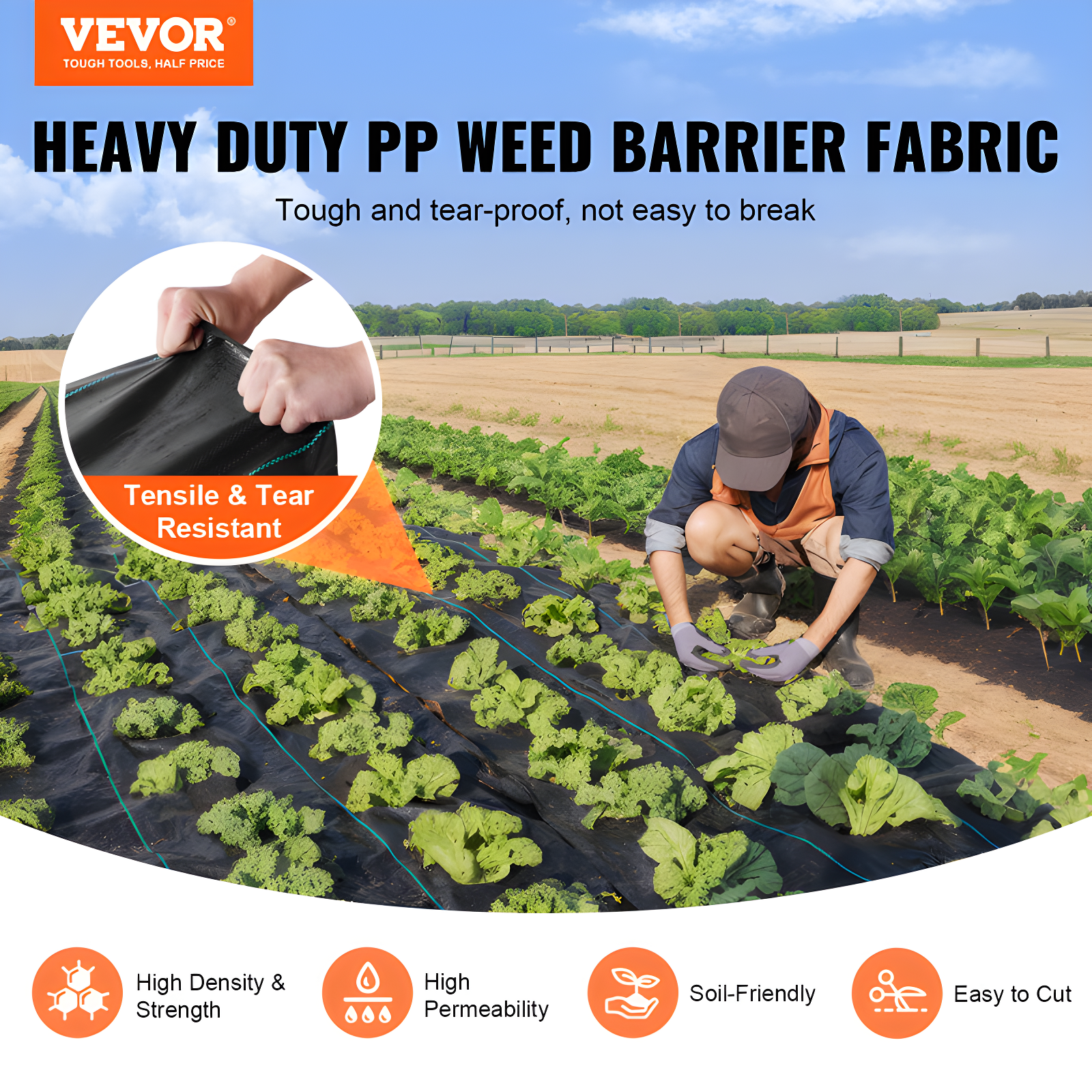 VEVOR VEVOR Landscape Fabric Garden Weed Barrier Driveway Fabric