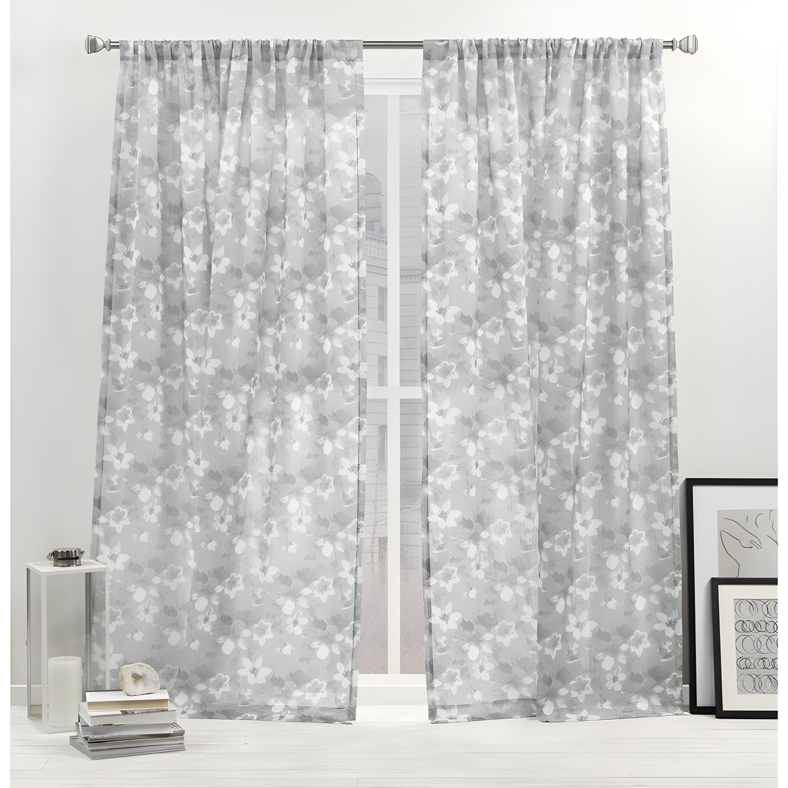 Nicole Miller Nicole Miller New York Dara Light Filtering, Semi Sheer Rod Pocket Curtain Panels (Set of 2)