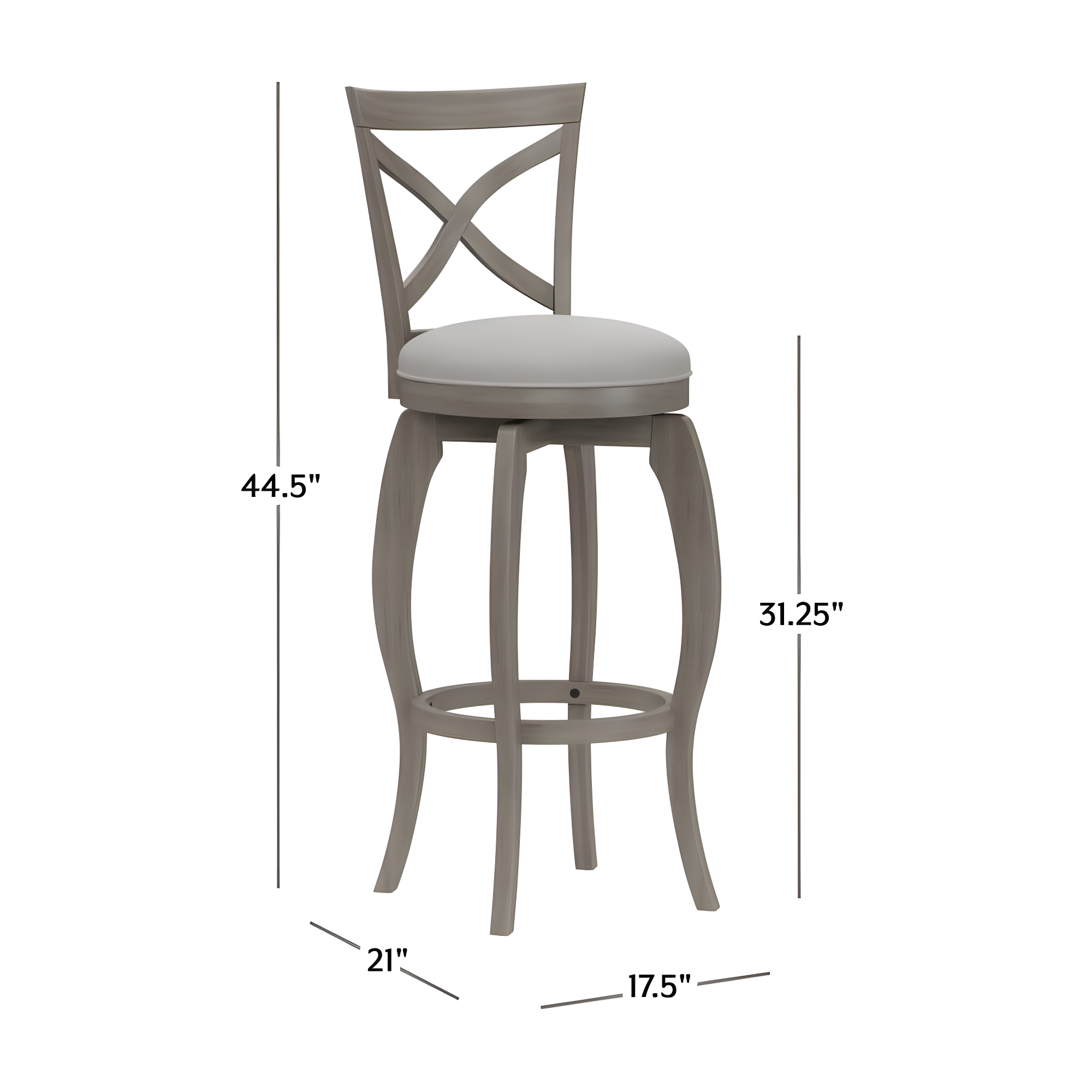 Hillsdale Ellendale 44.5" Fabric Contemporary Bar Stool in Aged Gray/Fog Gray