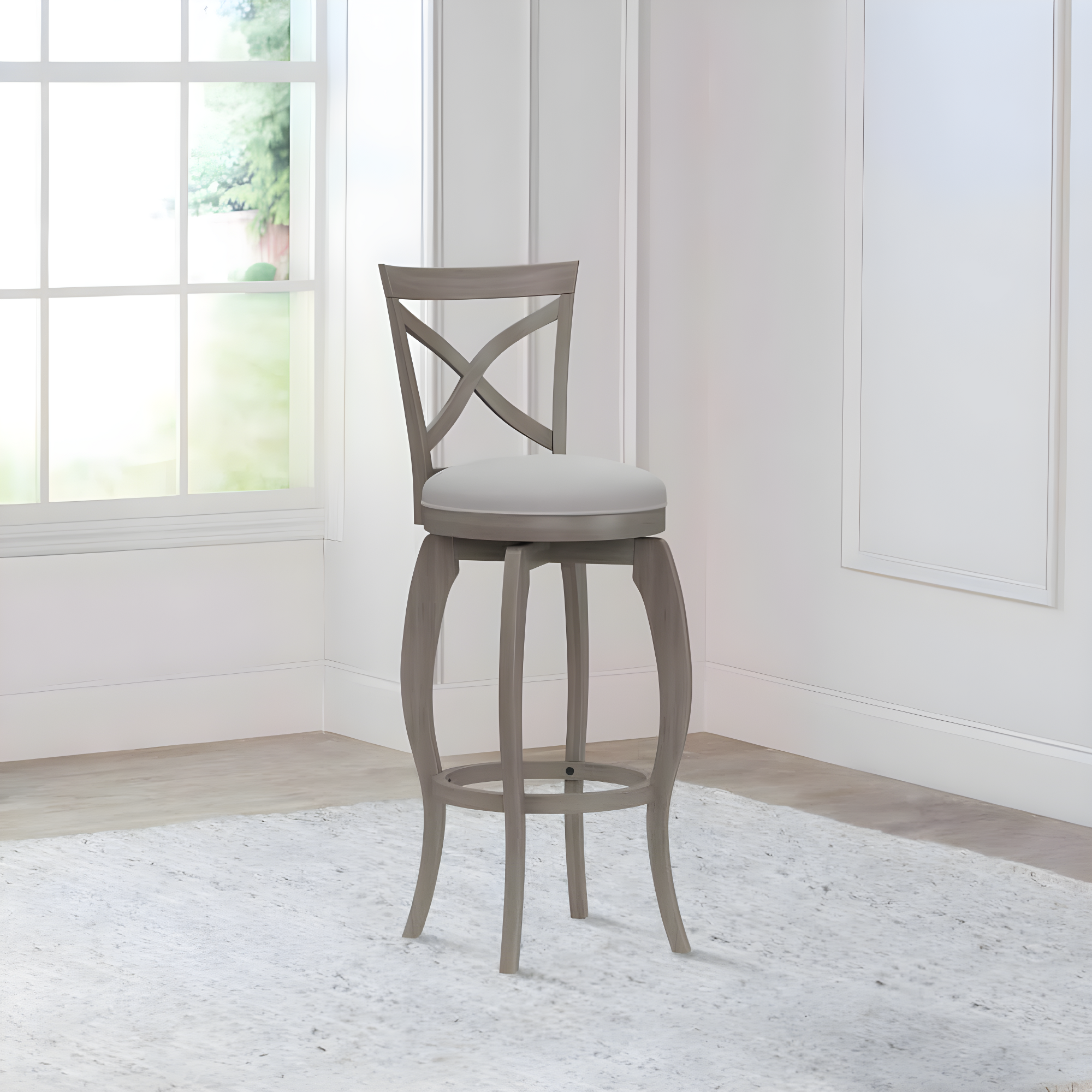 Hillsdale Ellendale 44.5" Fabric Contemporary Bar Stool in Aged Gray/Fog Gray