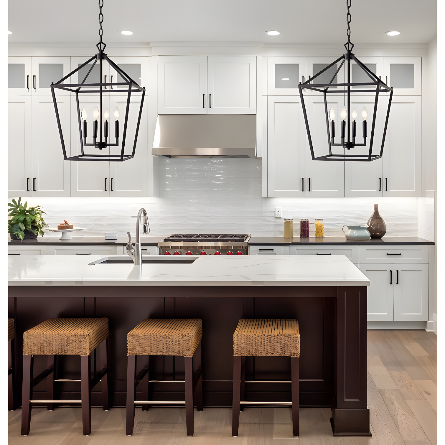 Pagoda 12" 4-Bulb Lantern Metal LED Pendant, Oil Rubbed Bronze