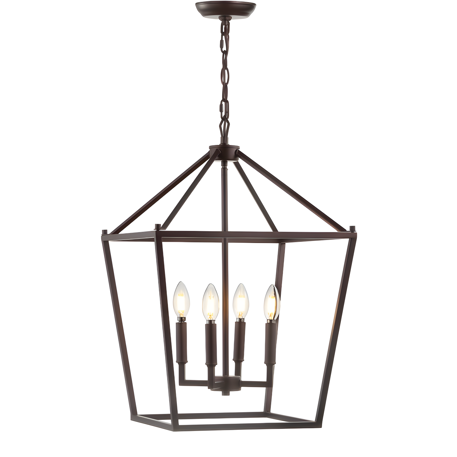 Pagoda 12" 4-Bulb Lantern Metal LED Pendant, Oil Rubbed Bronze