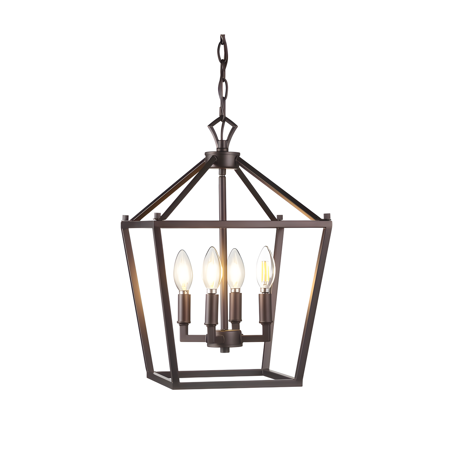 Pagoda 12" 4-Bulb Lantern Metal LED Pendant, Oil Rubbed Bronze