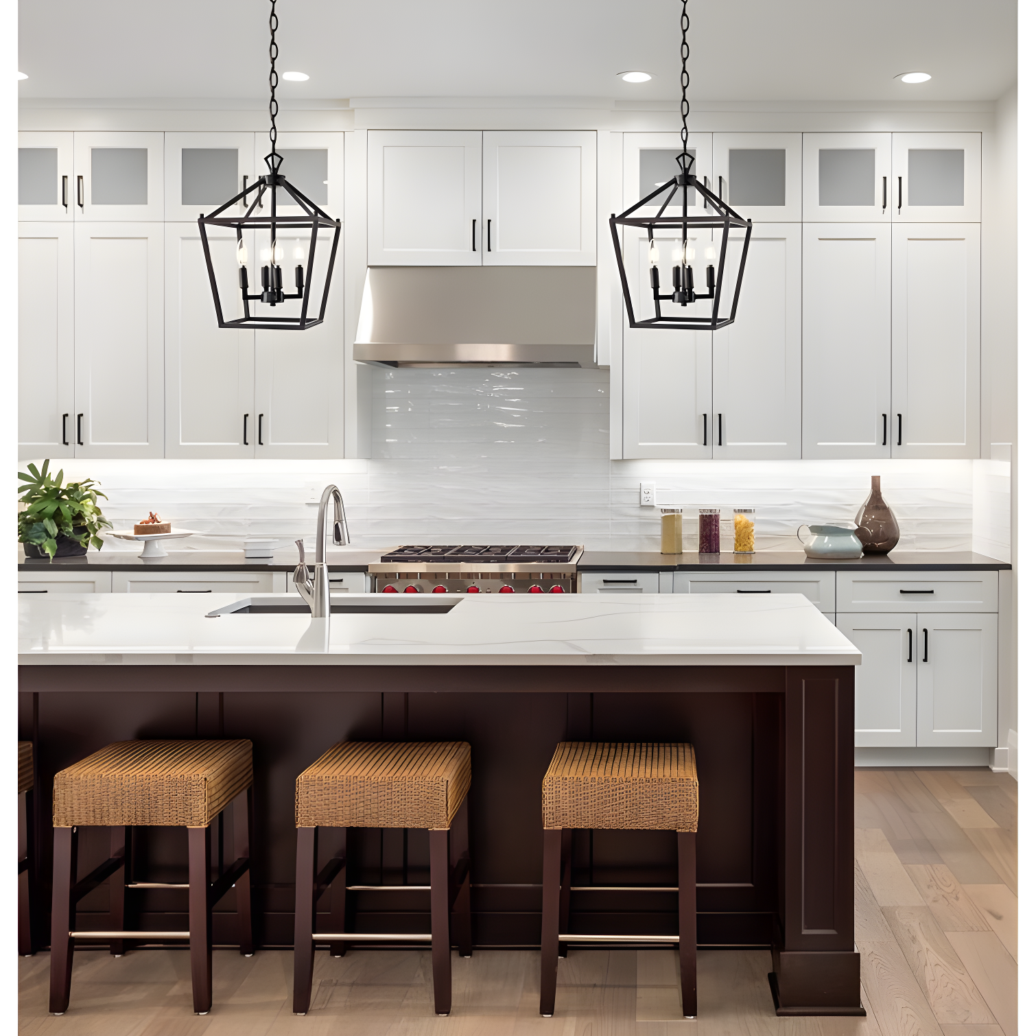 Pagoda 12" 4-Bulb Lantern Metal LED Pendant, Oil Rubbed Bronze