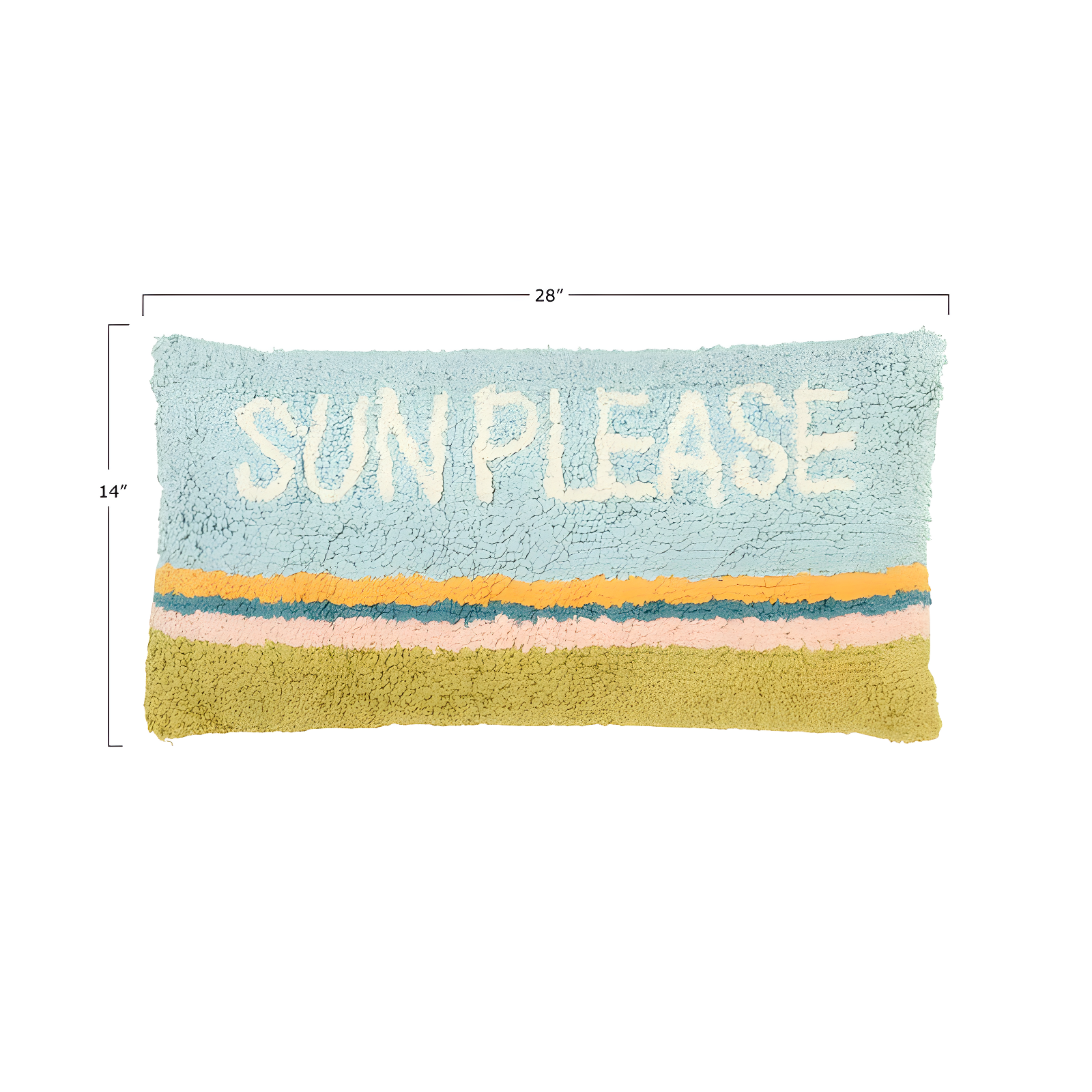 Creative Co-Op Woven Cotton Punch Hook Lumbar Pillow with "Sun Please" Design