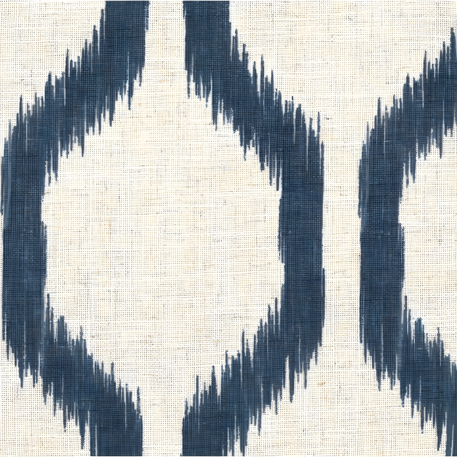 Renzo Ikat Geometric Linen Room Darkening Single Window Curtain Panel - 52" x 95" - Indigo - Elrene Home Fashions