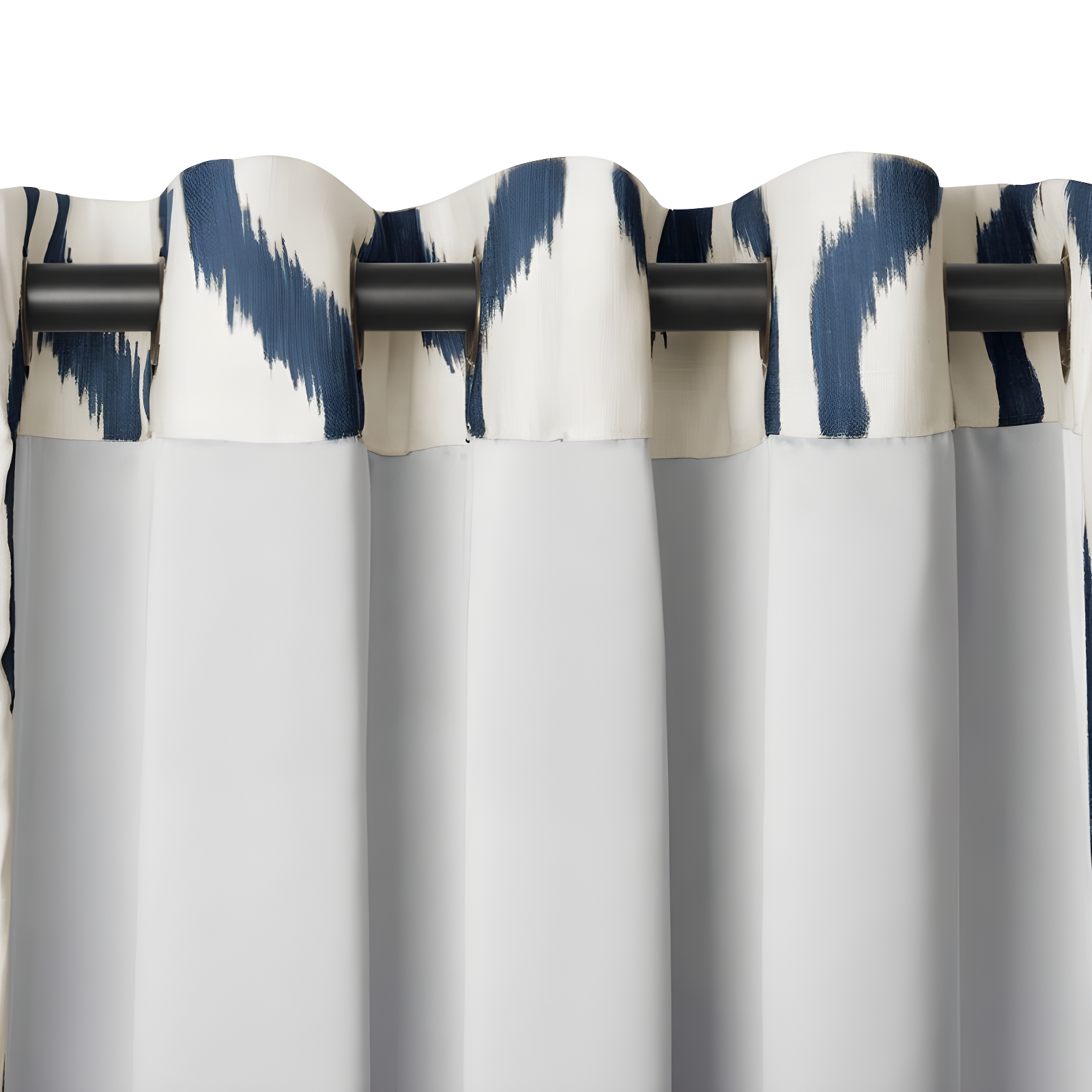 Renzo Ikat Geometric Linen Room Darkening Single Window Curtain Panel - 52" x 95" - Indigo - Elrene Home Fashions