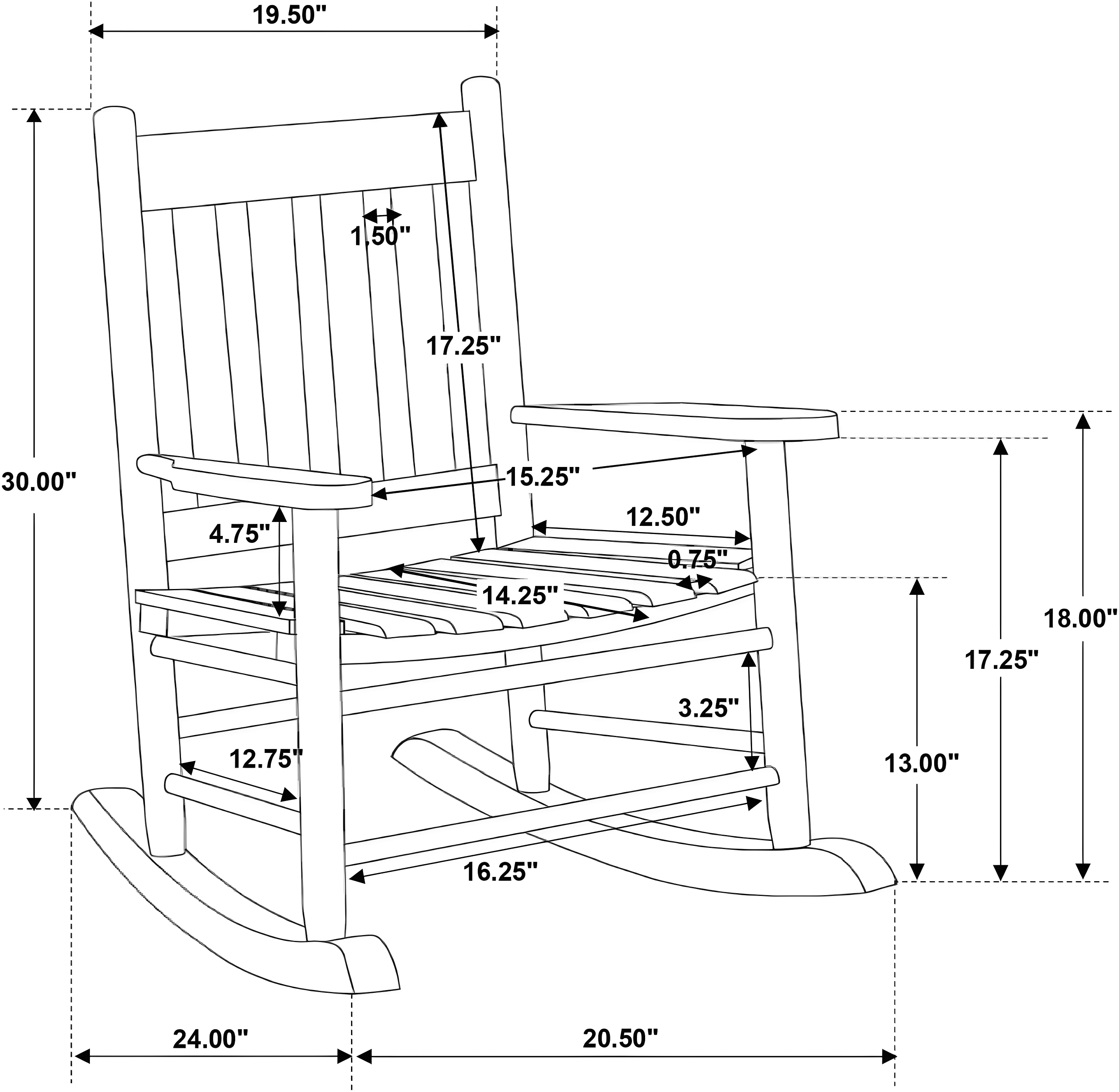 Annie Solid Wood Slat Back Youth Rocking Accent Chair Golden Brown - Coaster: For Children's Bedroom or Patio