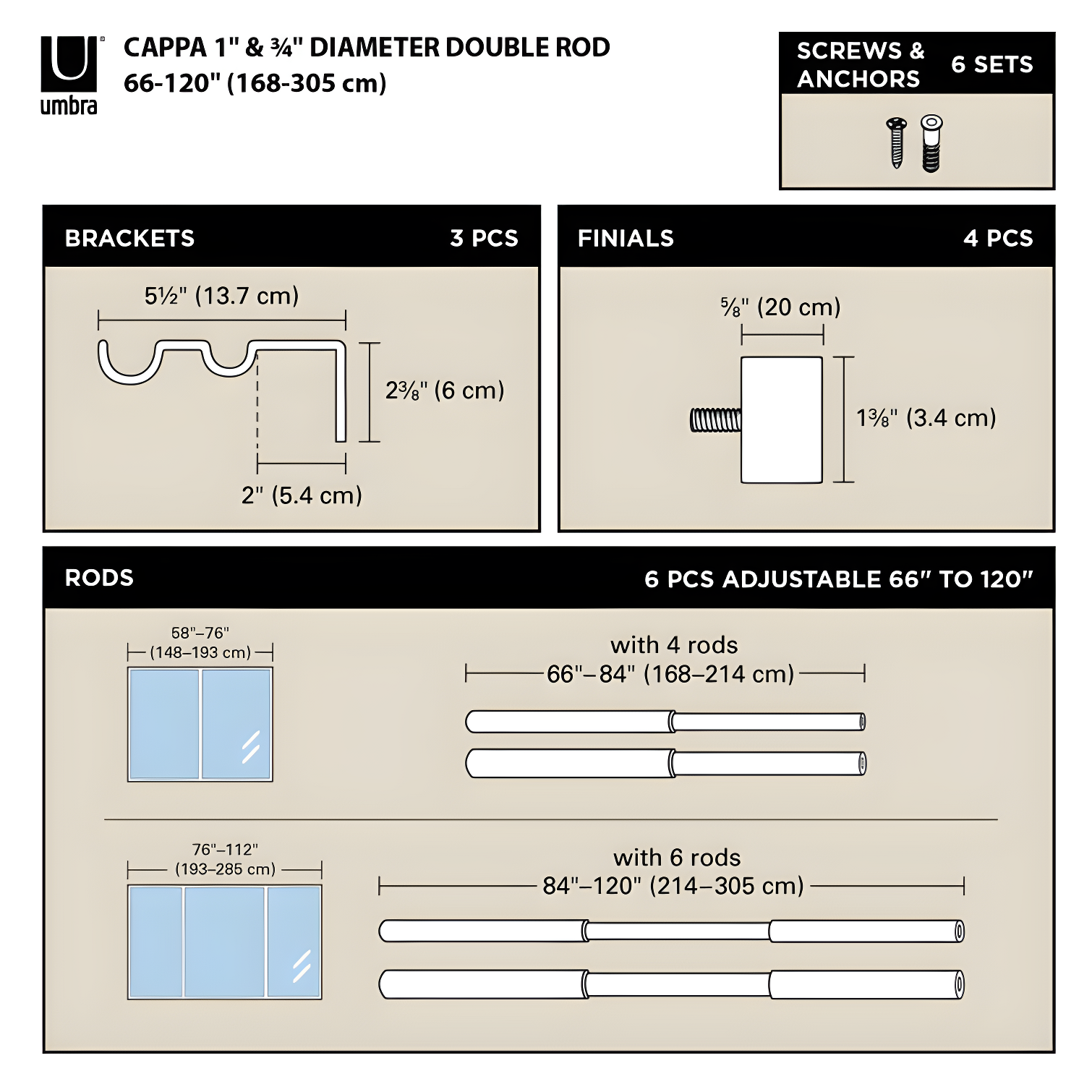 Cappa Drapery Solutions Double Curtain Rod