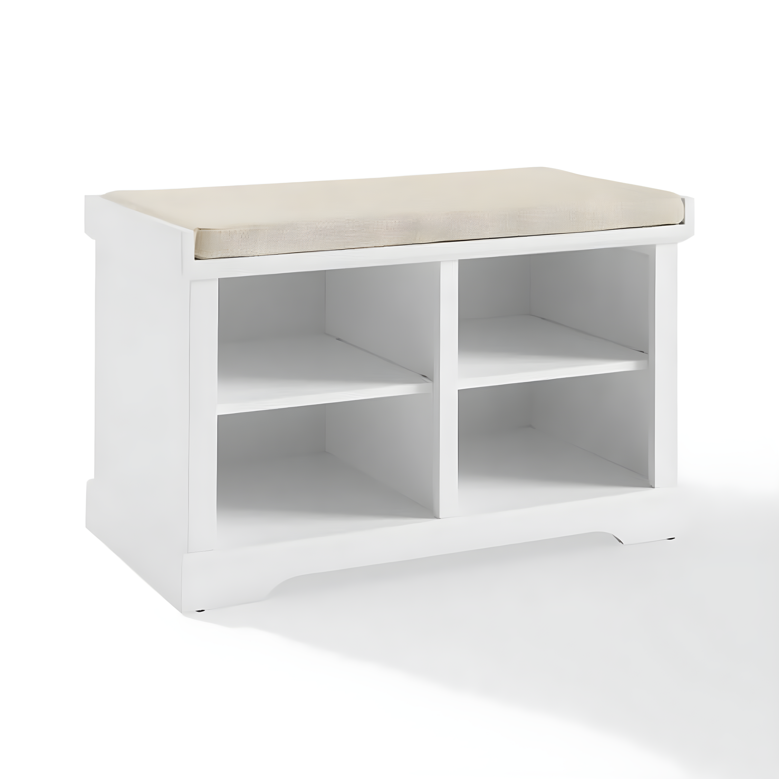 Anderson Storage Bench White - Crosley: Cushioned, Linen Upholstered, Farmhouse Style