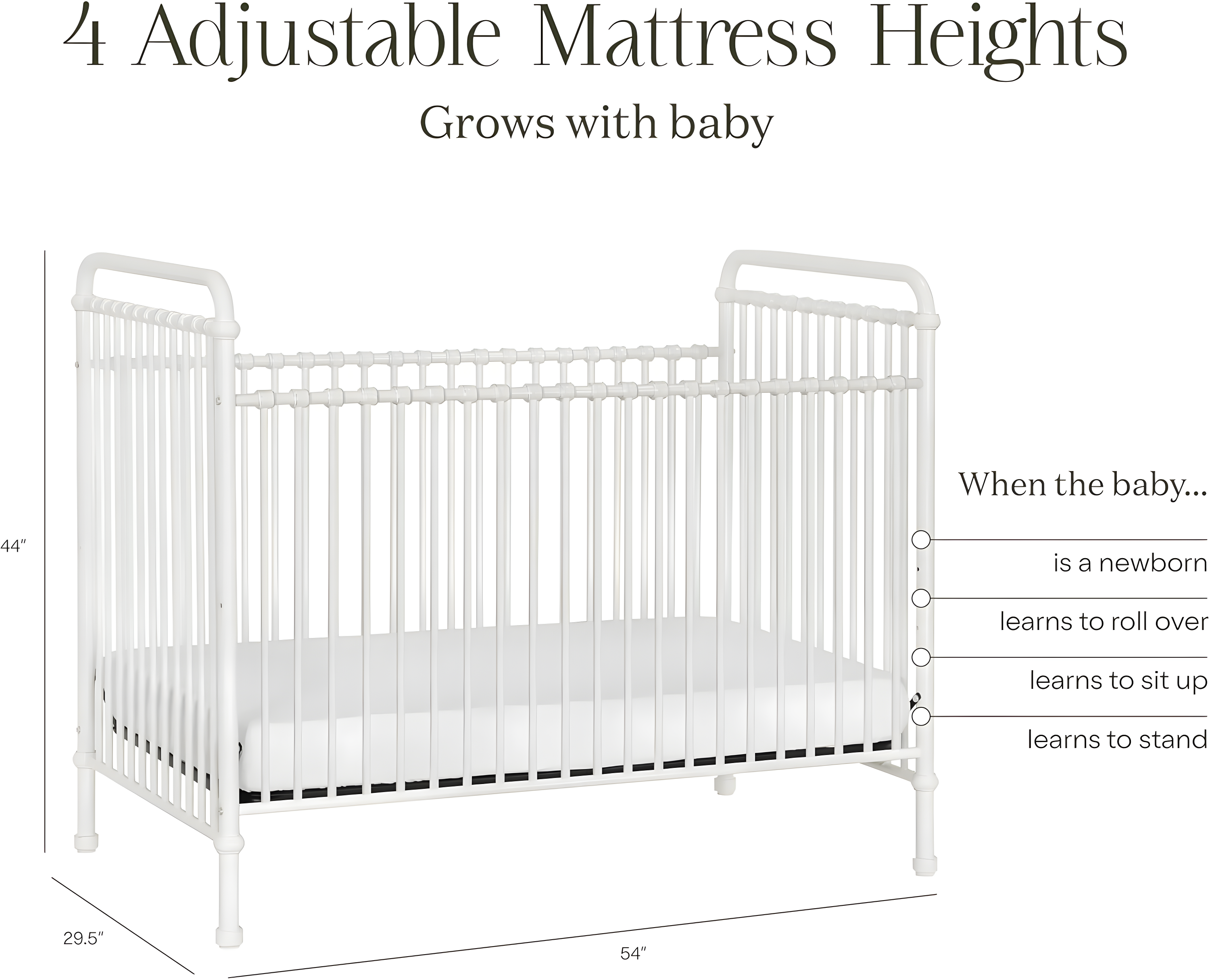 Abigail Greenguard Gold Certified 3 -in-1 Convertible Crib