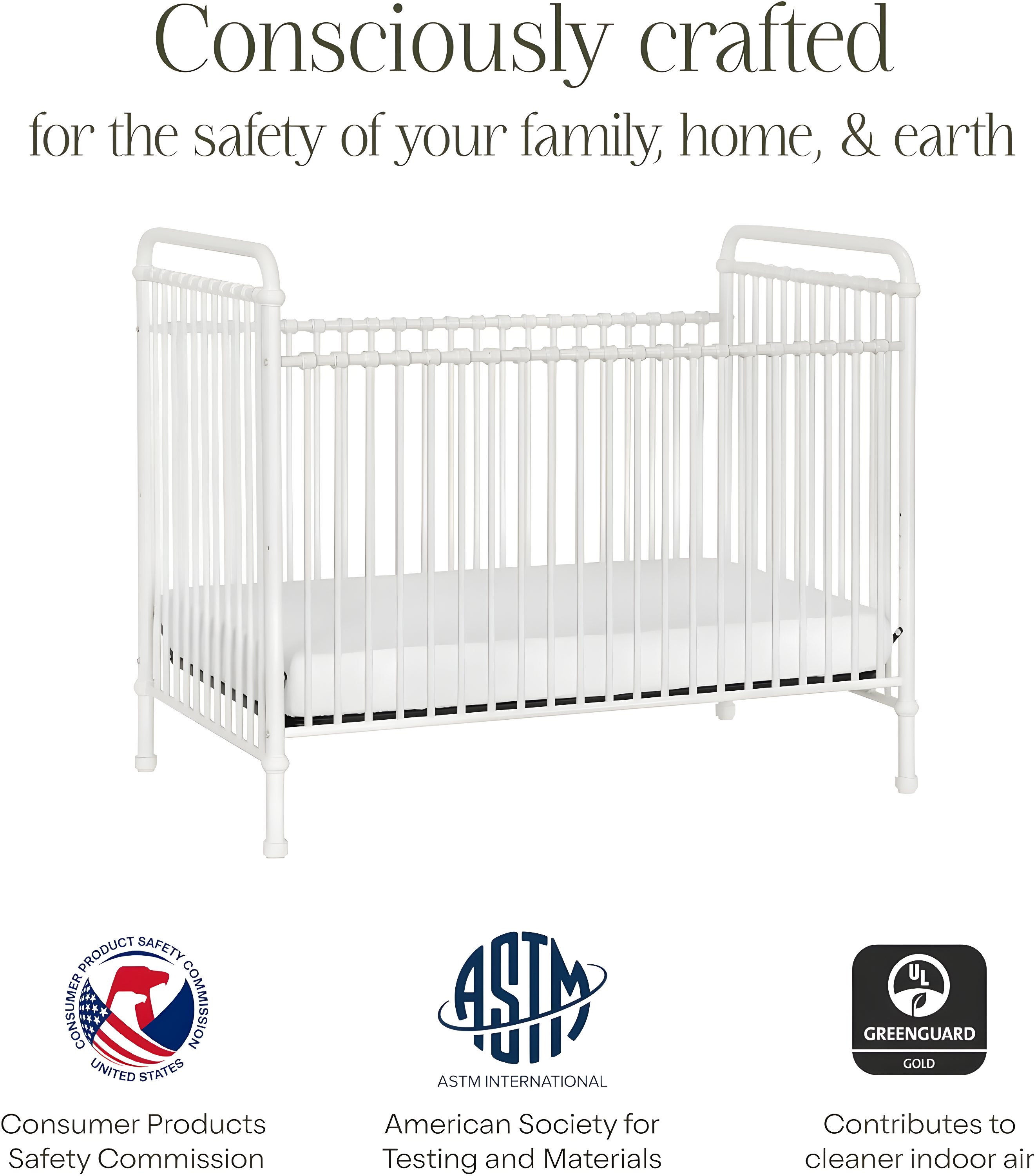Abigail Greenguard Gold Certified 3 -in-1 Convertible Crib