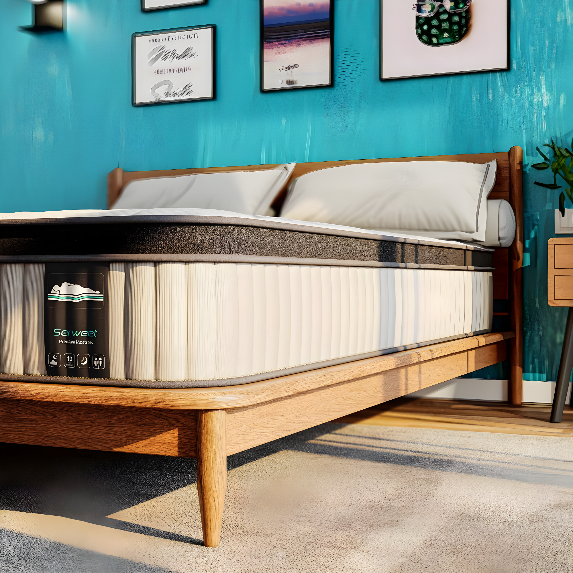 Serweet 10" Spring & Memory Foam Hybrid Mattress Heavier Coils for Durable Support Pressure Relieving,  Queen Size