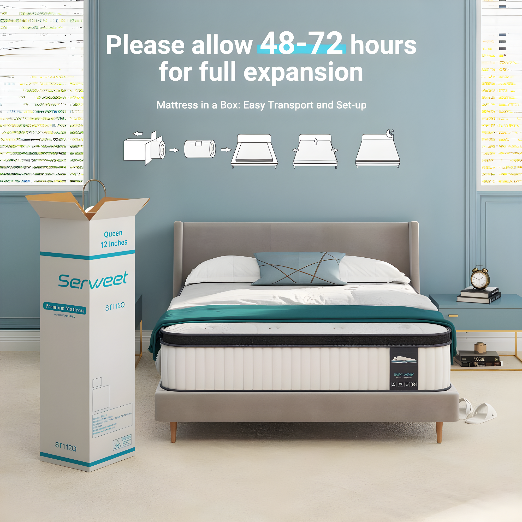 Serweet 10" Spring & Memory Foam Hybrid Mattress Heavier Coils for Durable Support Pressure Relieving,  Queen Size