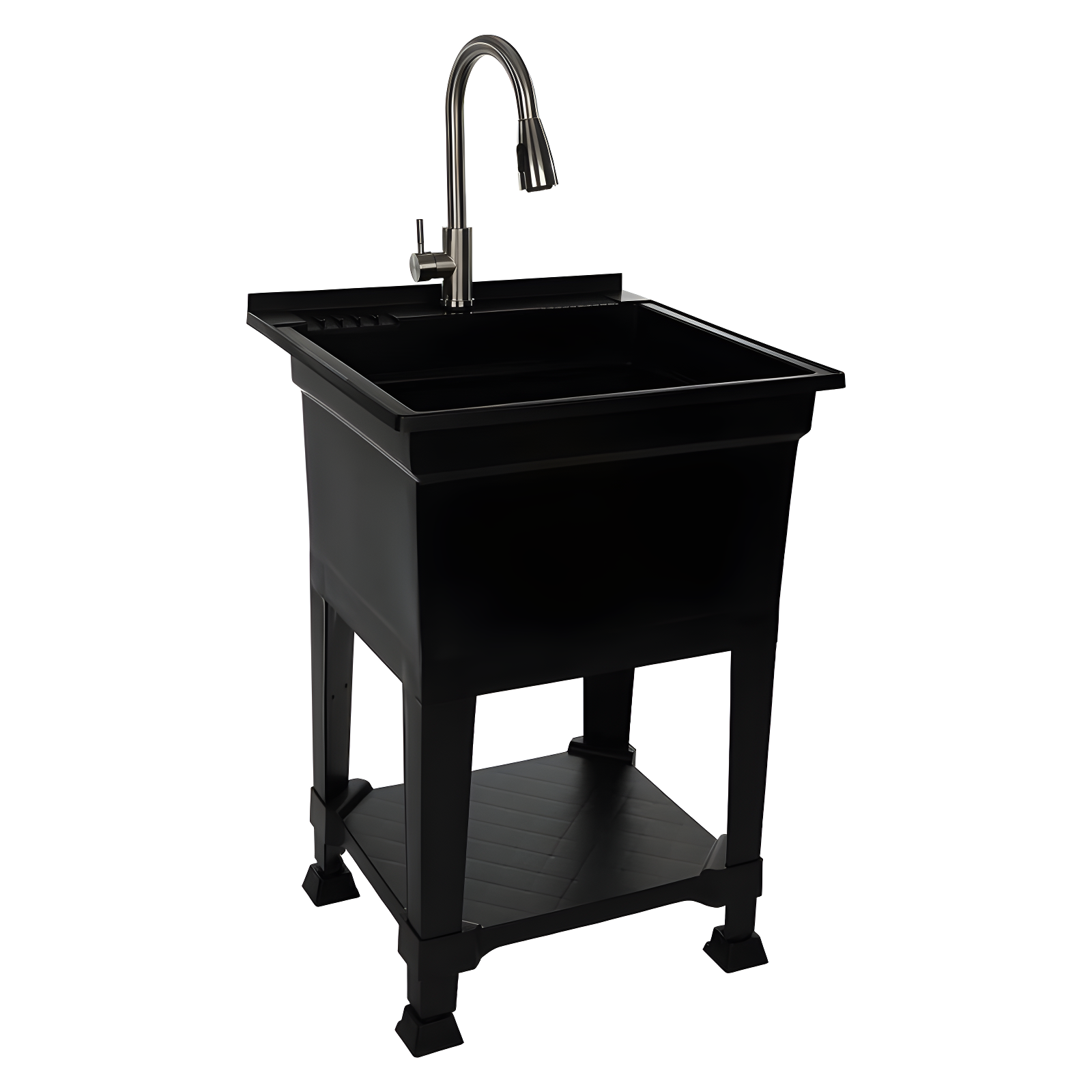 UTILITYSINKS Plastic 24" Compact Workshop Freestanding Laundry Sink with Faucet