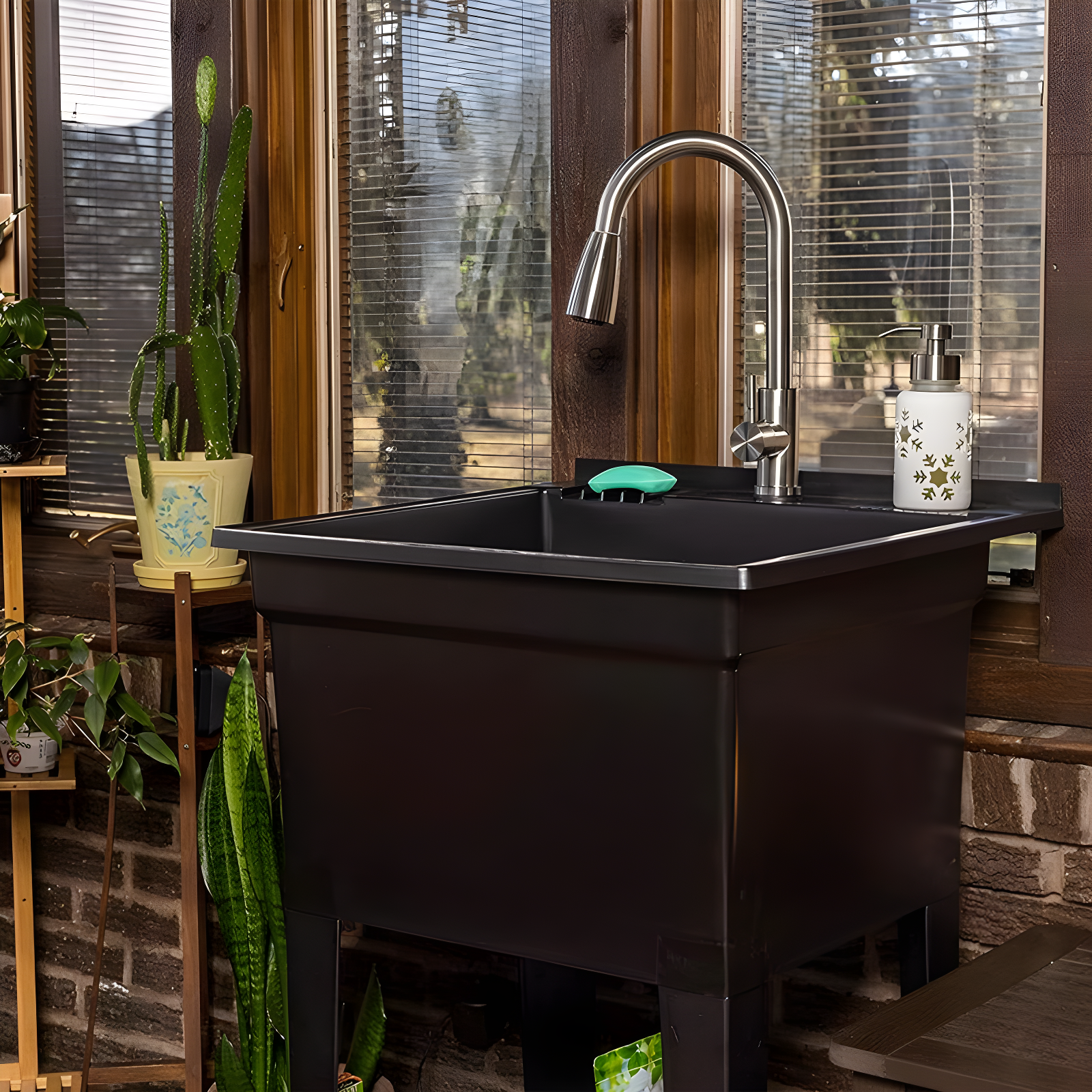 UTILITYSINKS Plastic 24" Compact Workshop Freestanding Laundry Sink with Faucet