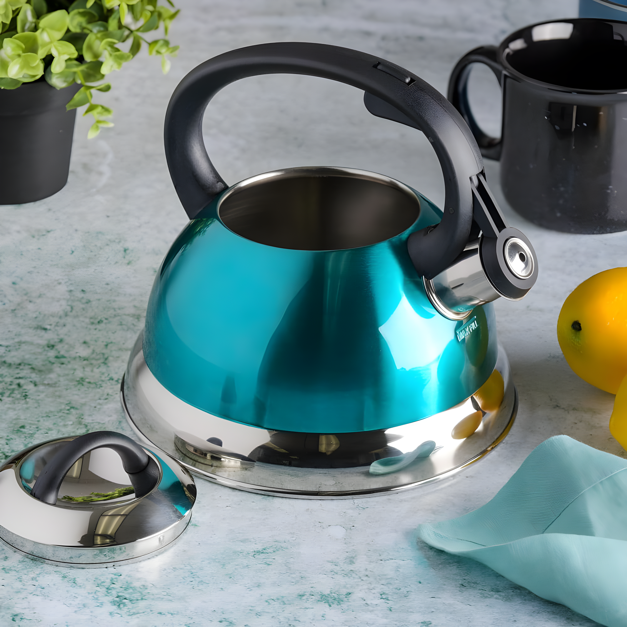 Mr. Coffee Mr. Coffee Flintshire 1.75 Quart Whistling Stovetop Tea Kettle In Blue