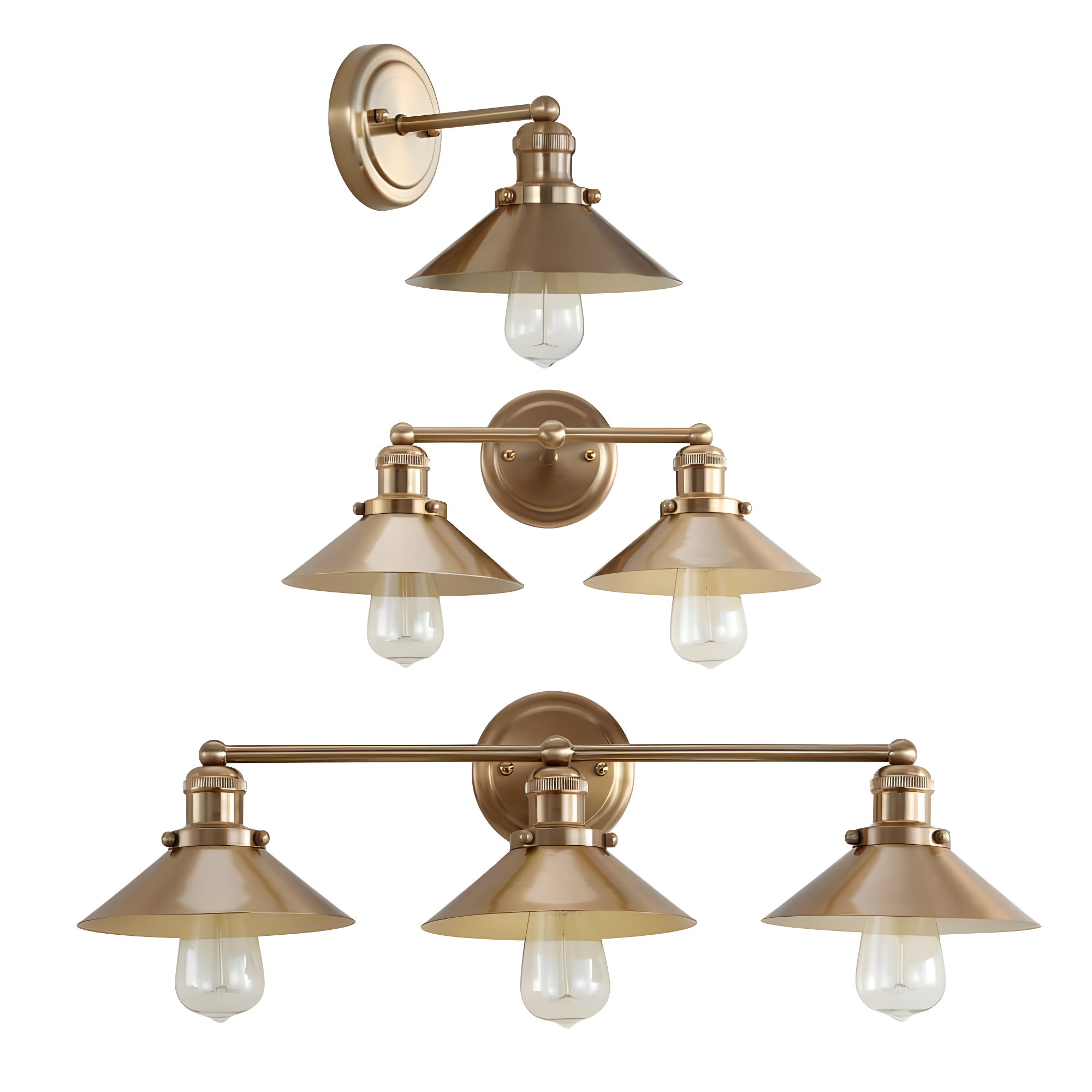 August 7.75 in. Metal Shade Brass Gold Vanity Light