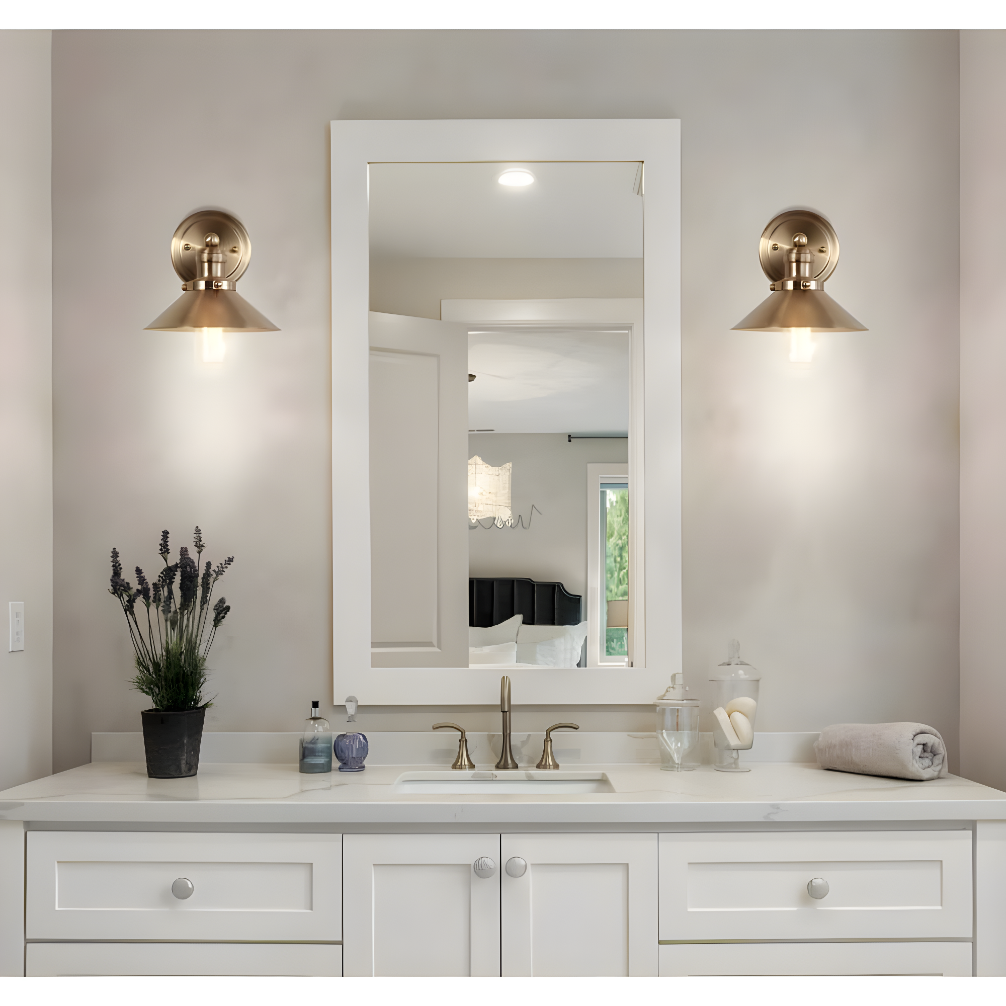 August 7.75 in. Metal Shade Brass Gold Vanity Light