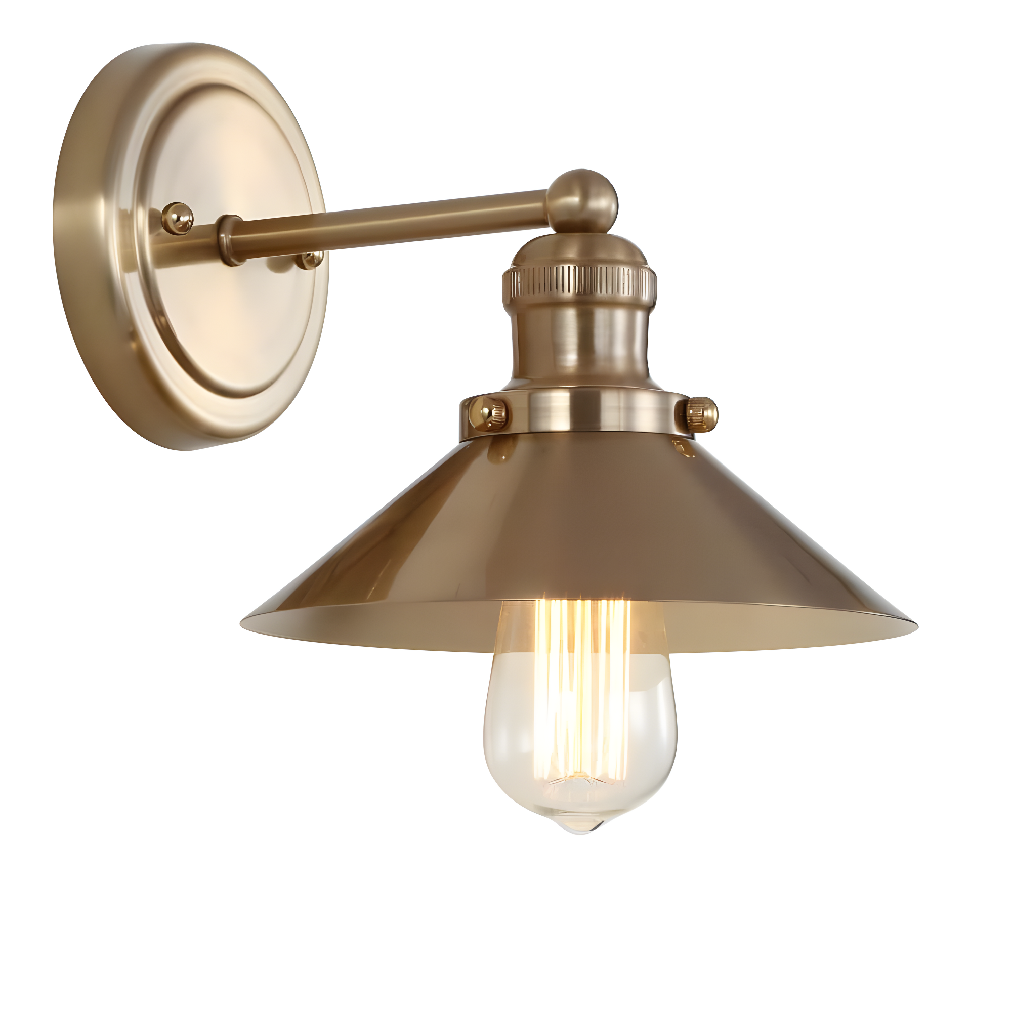 August 7.75 in. Metal Shade Brass Gold Vanity Light