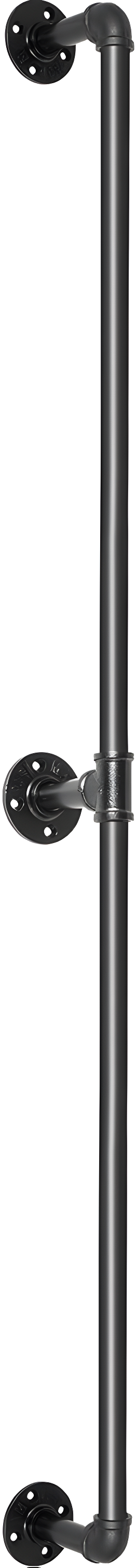 6 ft. Pipe Stair Handrail 440 lbs. Load Capacity Wall Mounted Handrail Round Corner Handrails for Outdoor Steps in Black