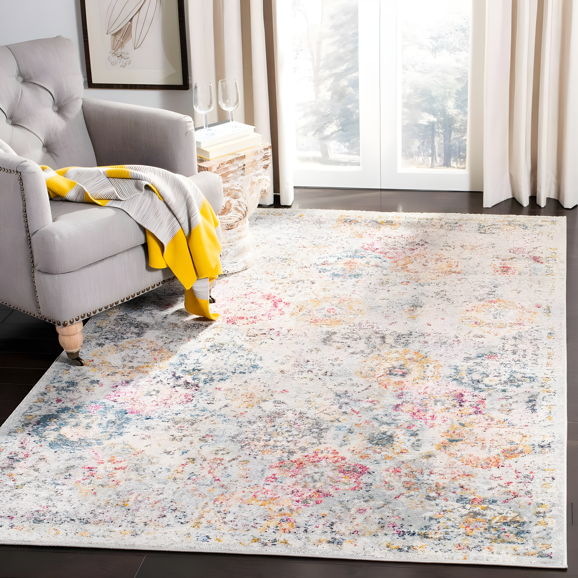 Madison MAD611 Power Loomed Indoor Area Rug - Grey/Gold - 8'x10' - Safavieh