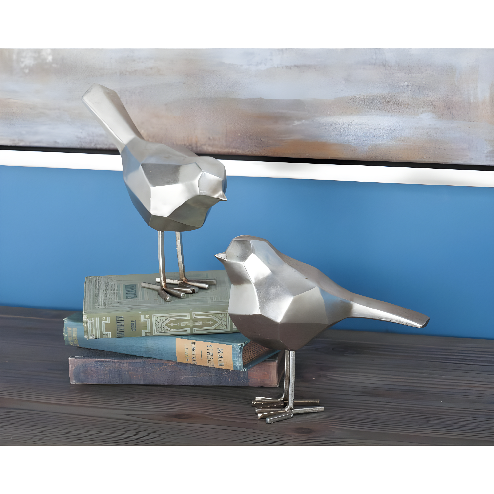 Polystone Bird Decorative Sculpture with Origami Accents