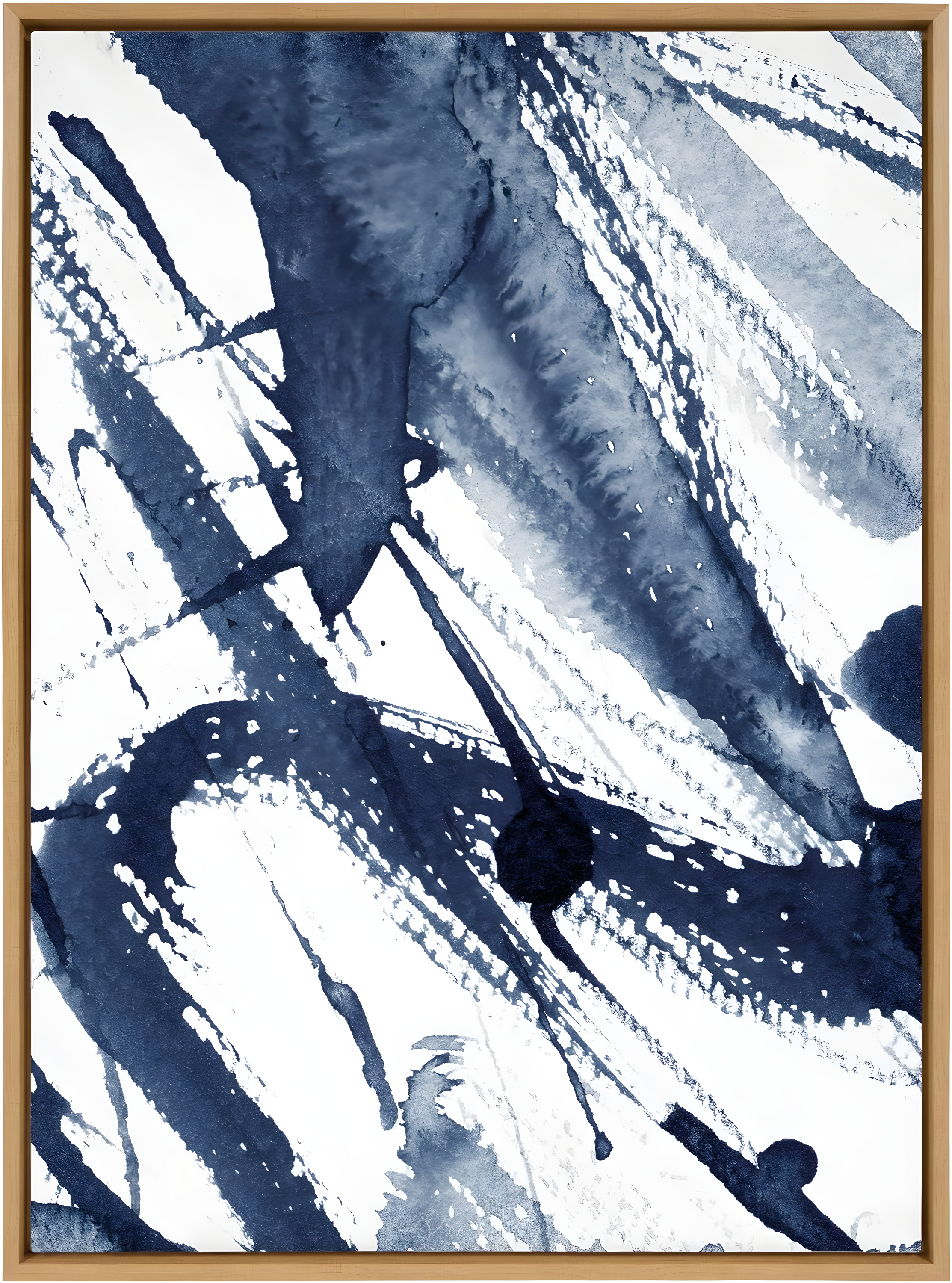 Kate & Laurel All Things Decor 31.5"x41.5" Sylvie Indigo Watercolor Framed Wall Art by Amy Peterson Natural Modern Blue Abstract Wall Art