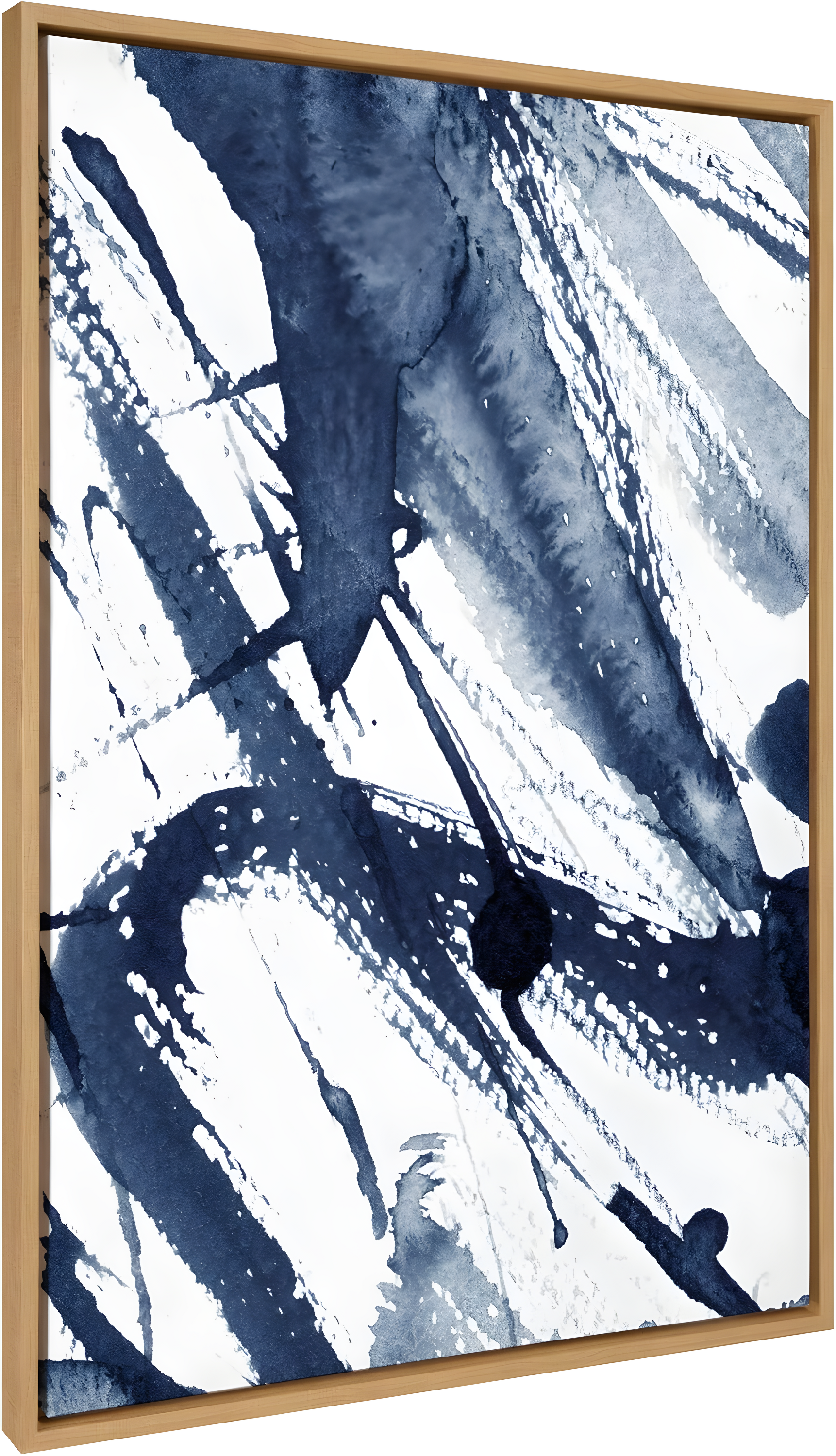 Kate & Laurel All Things Decor 31.5"x41.5" Sylvie Indigo Watercolor Framed Wall Art by Amy Peterson Natural Modern Blue Abstract Wall Art