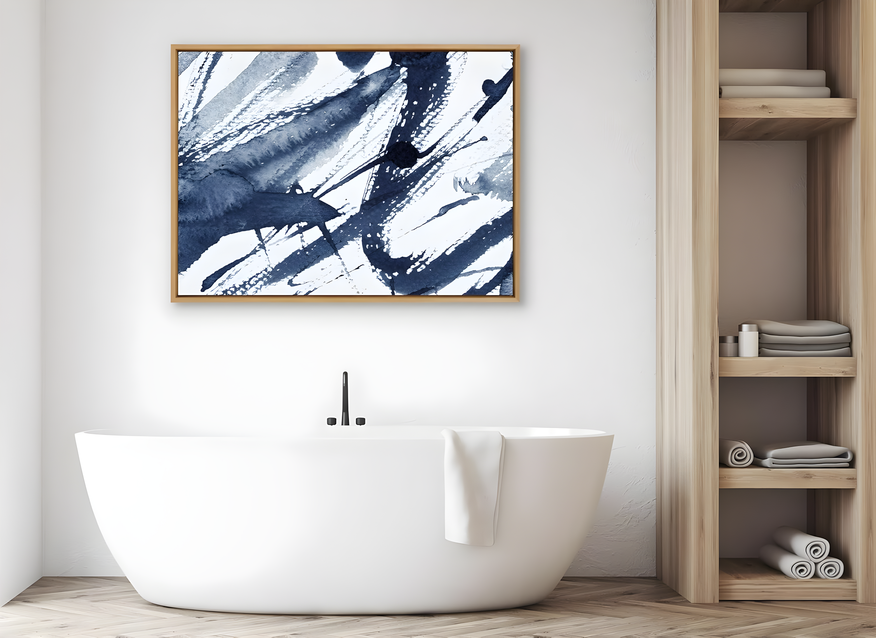 Kate & Laurel All Things Decor 31.5"x41.5" Sylvie Indigo Watercolor Framed Wall Art by Amy Peterson Natural Modern Blue Abstract Wall Art