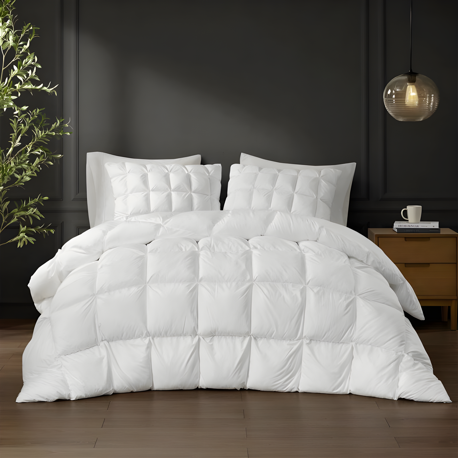 Full/Queen Stay Puffed Overfilled Down Alternative Comforter White - Madison Park