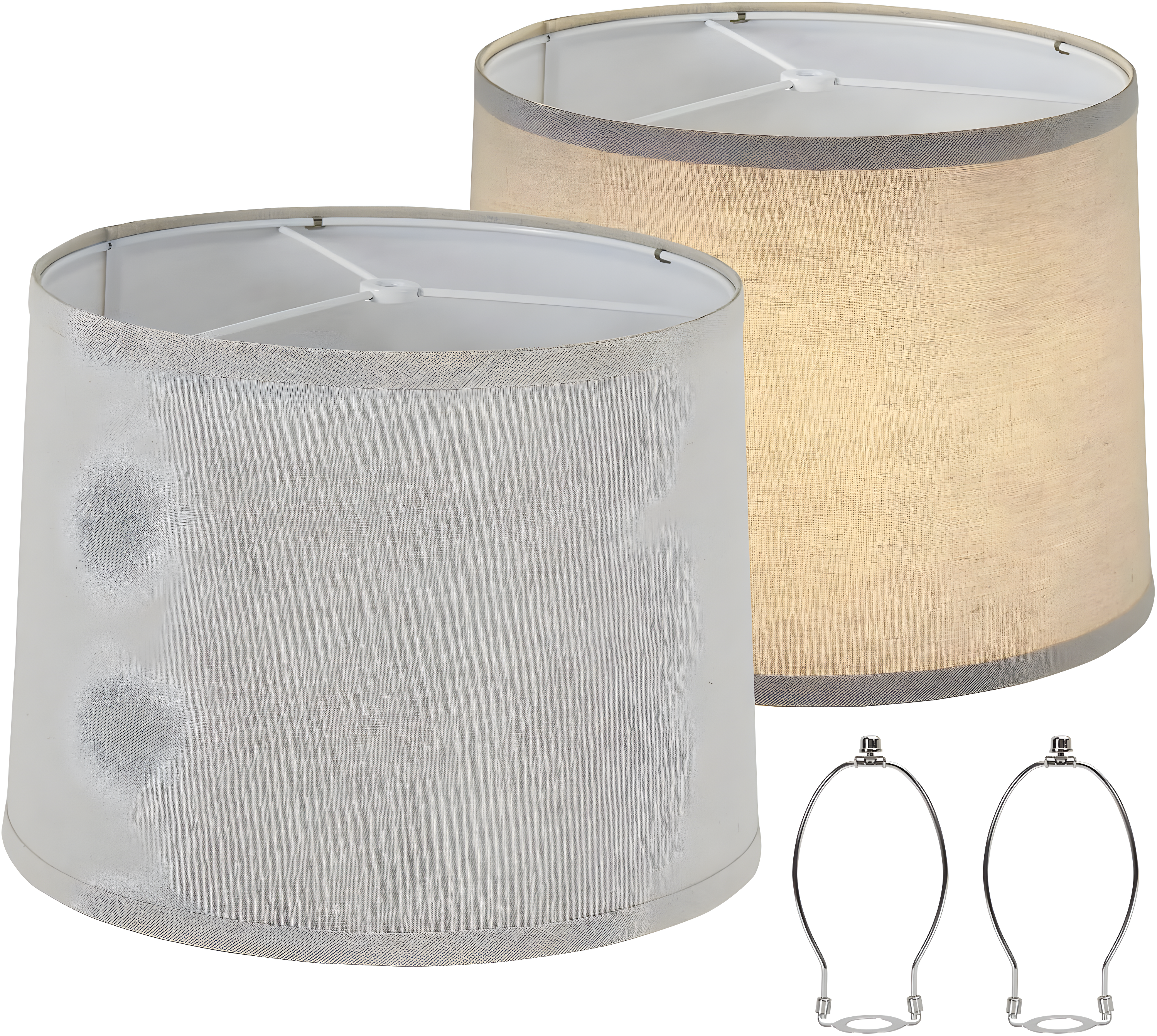 Lamp Shades Set of 2, Drum Lamp Shades for Table Lamps 11.6" Top x 12.6" Bottom x 9.8" High (Spider Fitter), Natural Linen Medium Lampshades for Floor Lamps Bedside Lamps, Beige