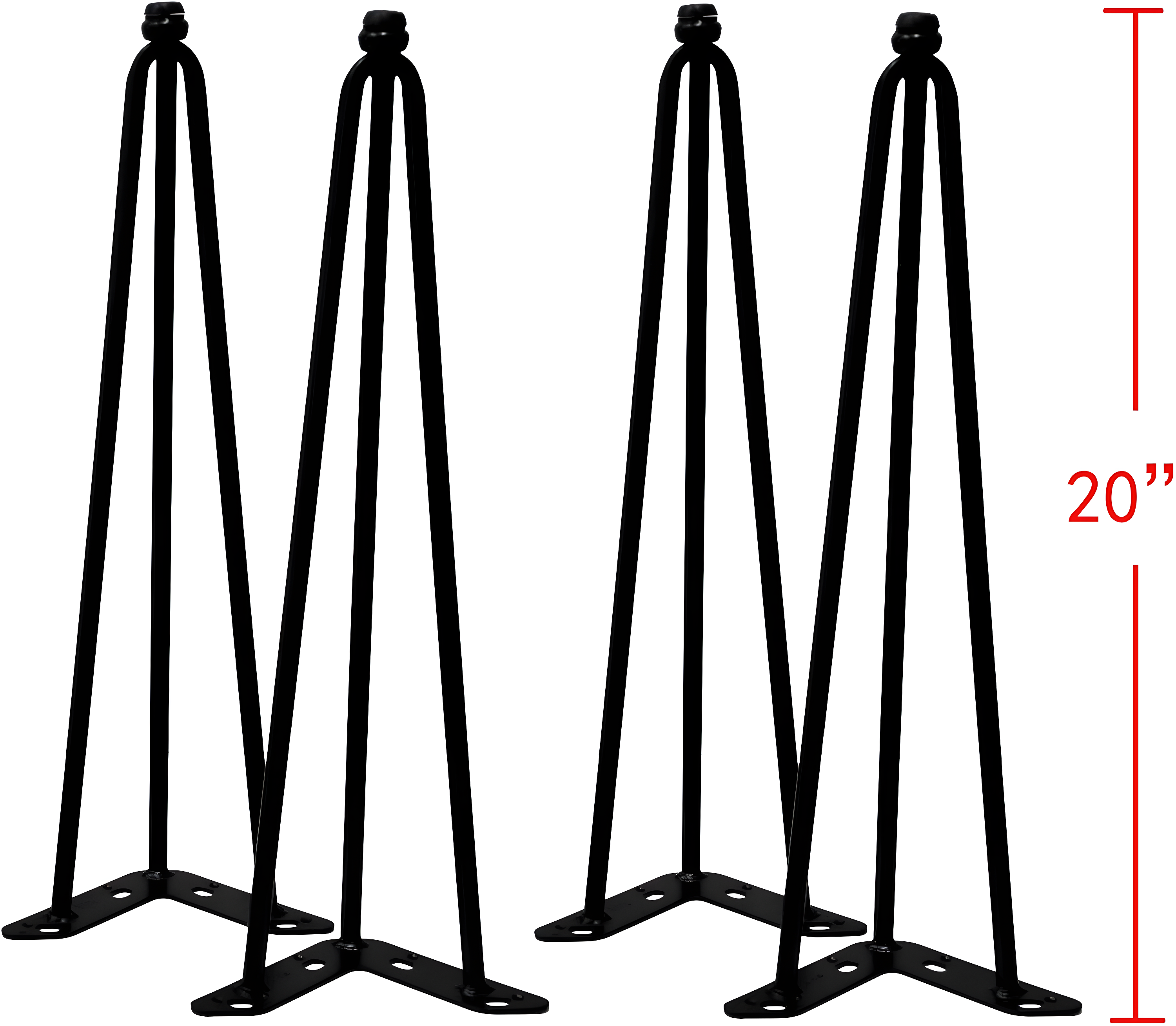 Home Soft Things 4 Piece Hairpin Metal Table Legs Furniture Legs Tripod 20" (4 pc)