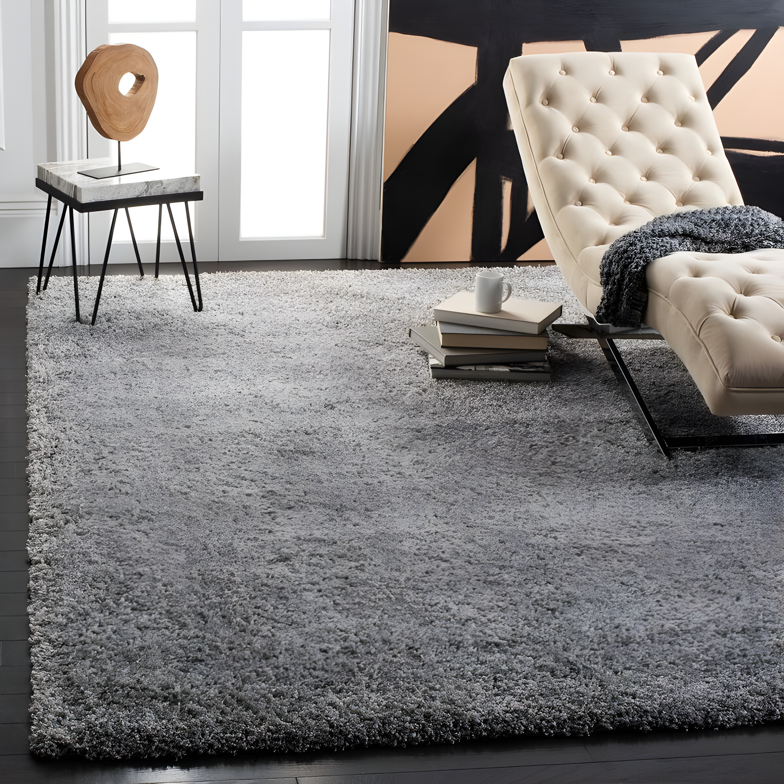 Shag SG151 Power Loomed Indoor Area Rug - Silver - 6'7"x9'6" - Safavieh.