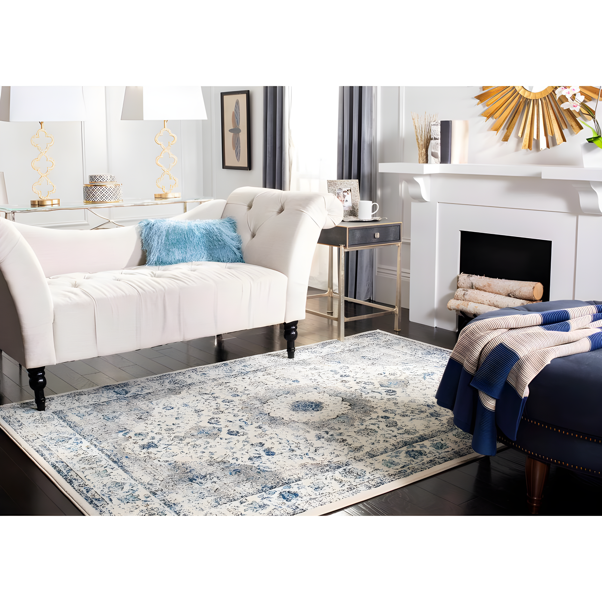 Evoke EVK220 Power Loomed Area Rug - Ivory/Grey - 11'x15' - Safavieh.