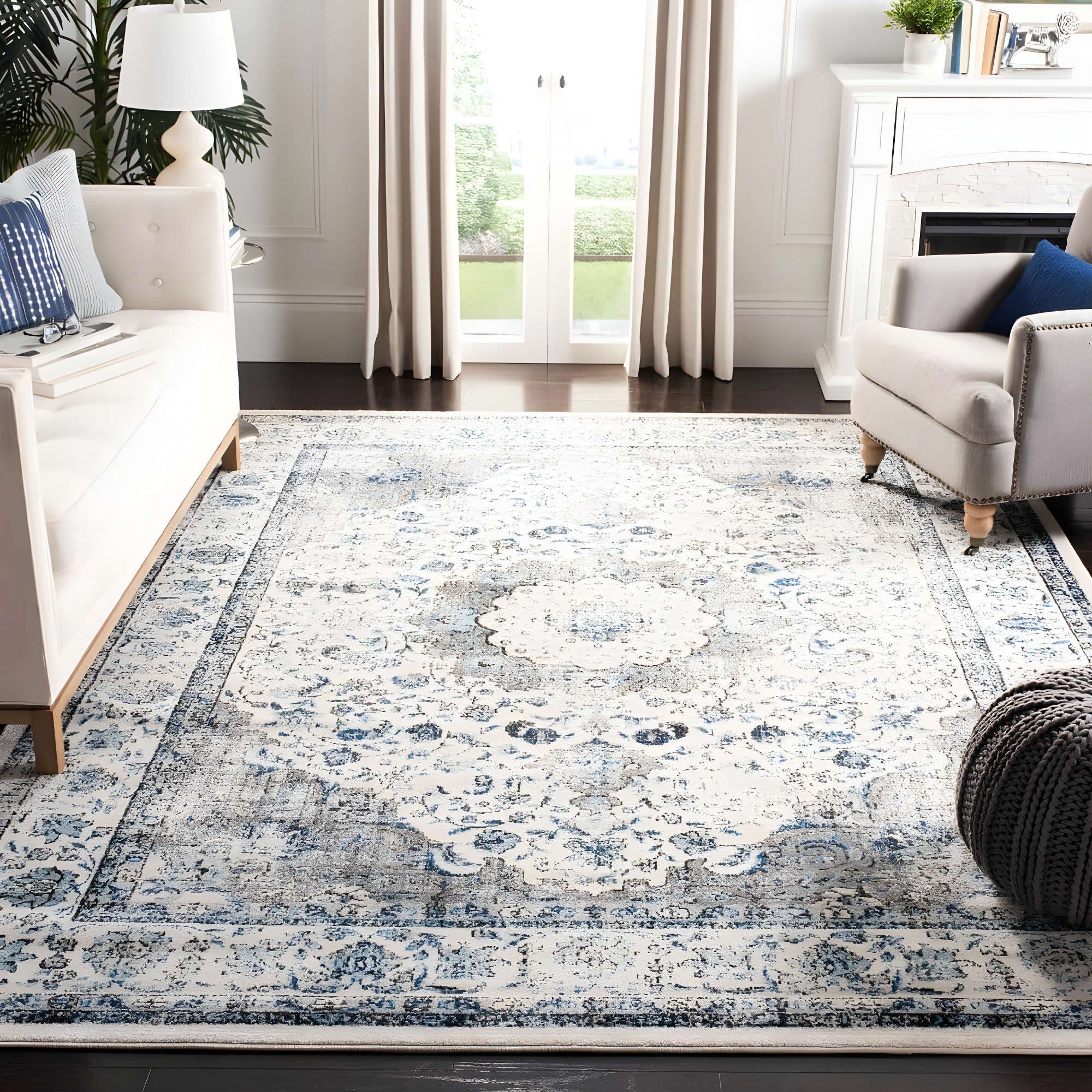 Evoke EVK220 Power Loomed Area Rug - Ivory/Grey - 11'x15' - Safavieh.