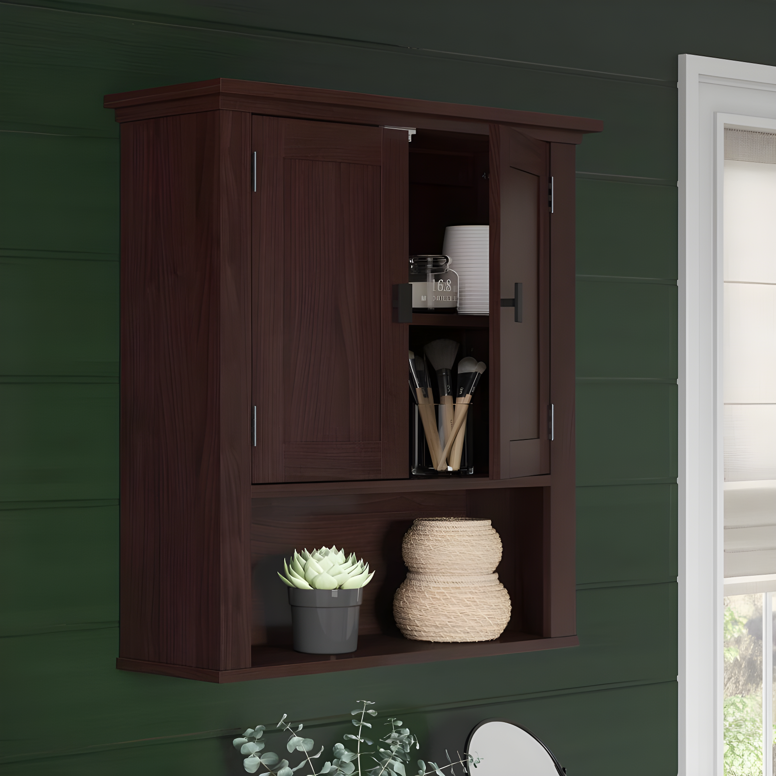 RiverRidge Hayward Two-Door Bathroom and Laundry Wall Mount Storage Medicine Cabinet with Fixed and Adjustable Shelf