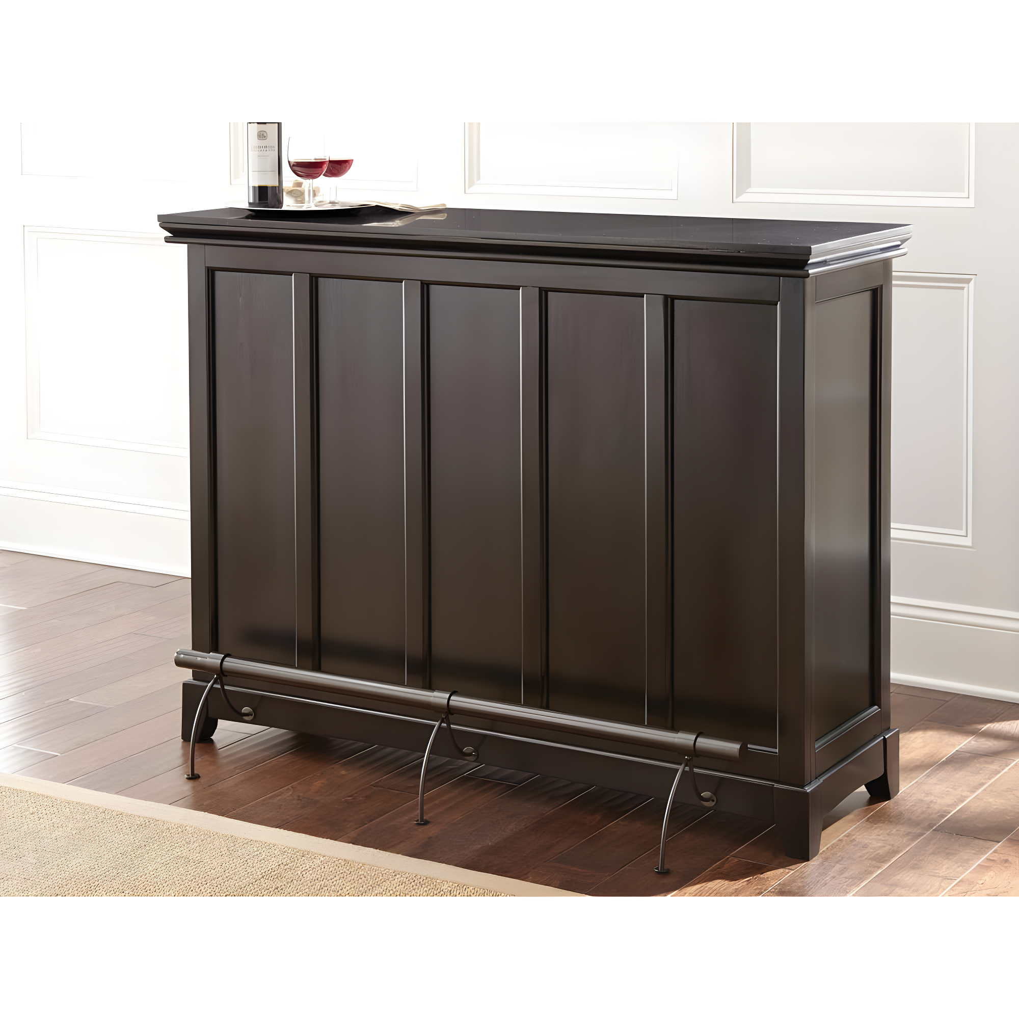 Garcia Bar Black - Steve Silver: Hardwood Solids, Veneers, Scratch-Resistant Top, Storage