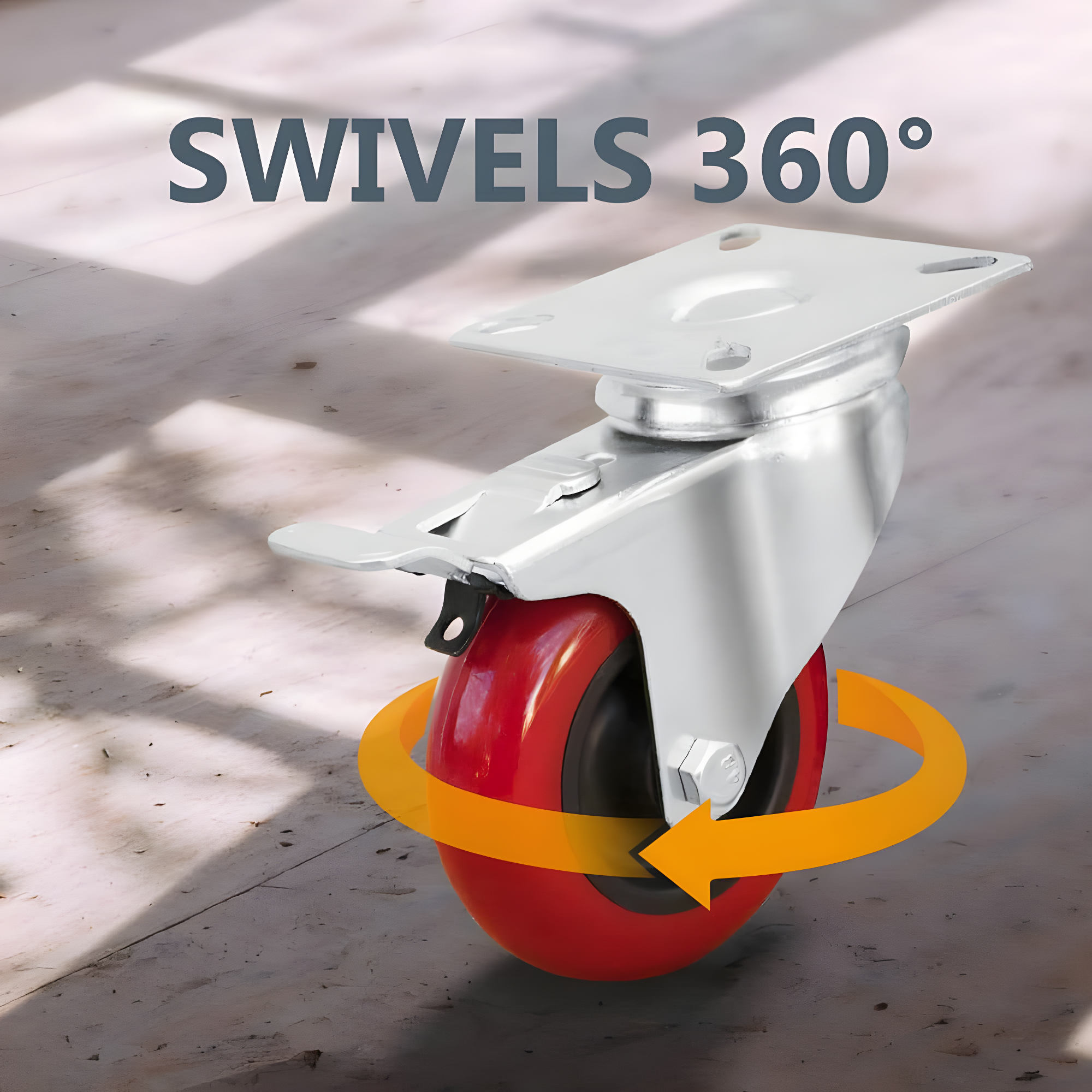 POWERTEC 4PK 3-Inch Swivel Caster Wheels with Brake & 640 lbs Loads, Heavy Duty Plate Casters, Dual Locking PU Castor Wheels for Furniture, Cart, Dolly and Workbench, 17205
